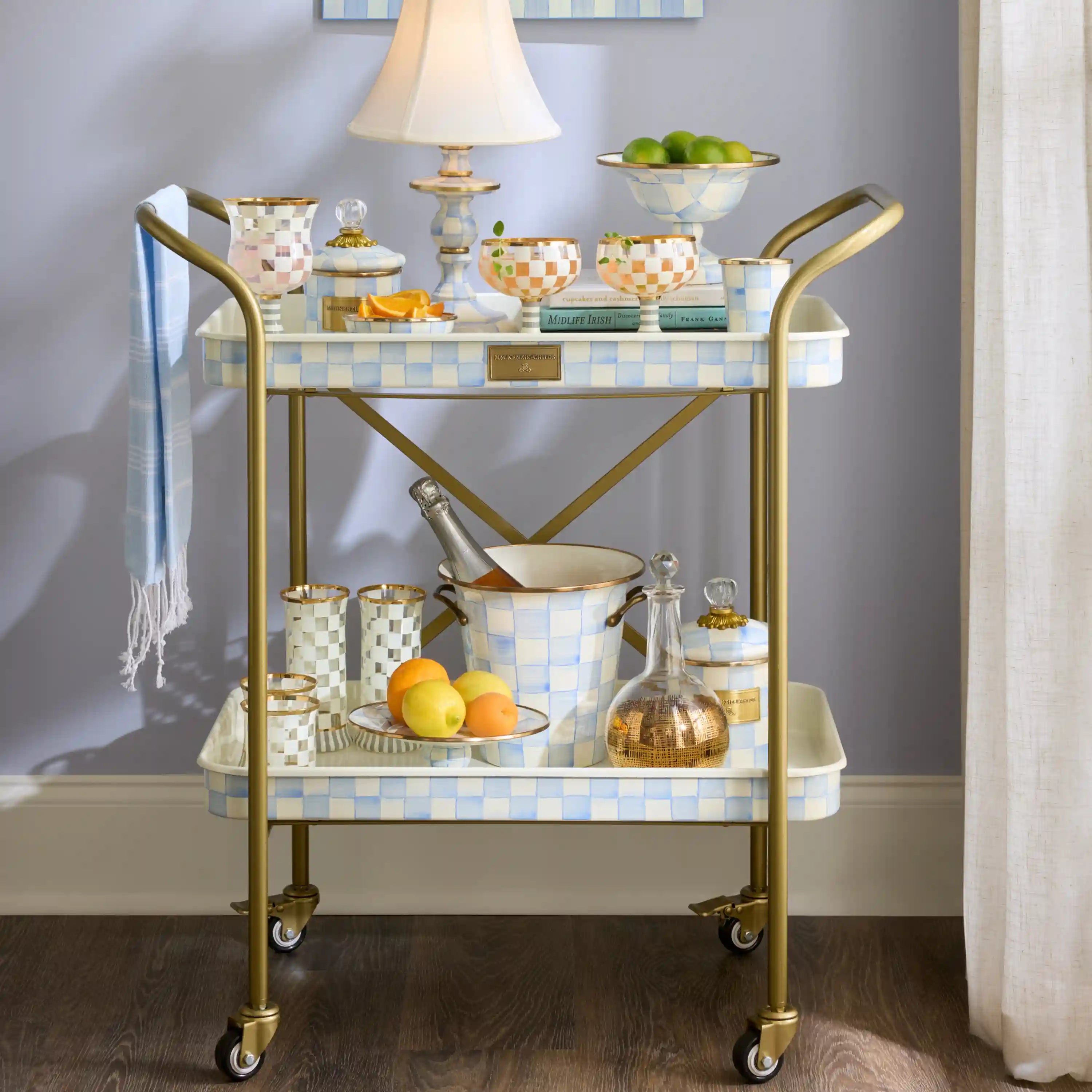 Violet Check 2-Tier Kitchen Cart