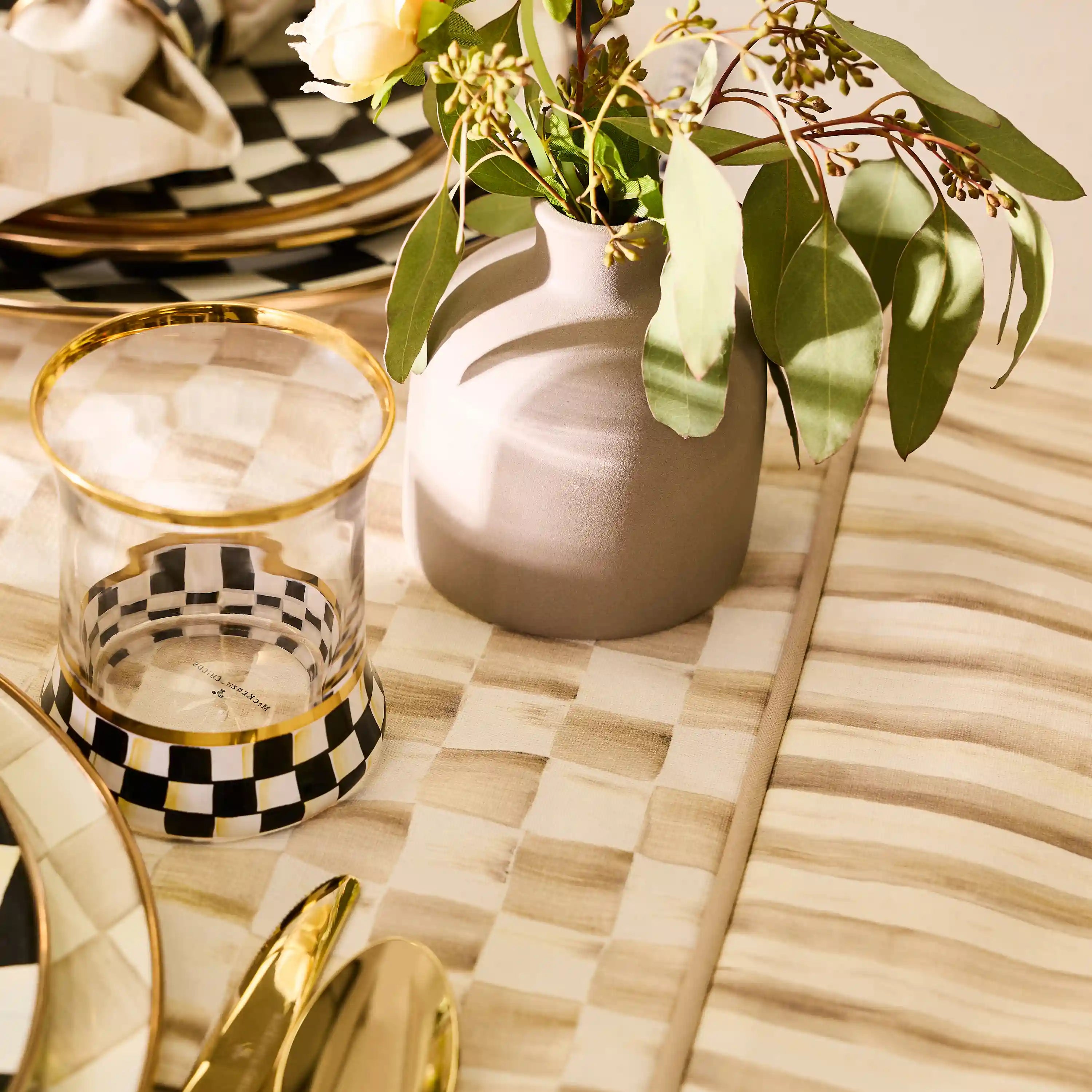 Violet Check Table Runner