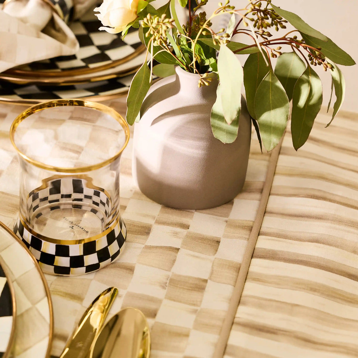 Rosy Check Table Runner