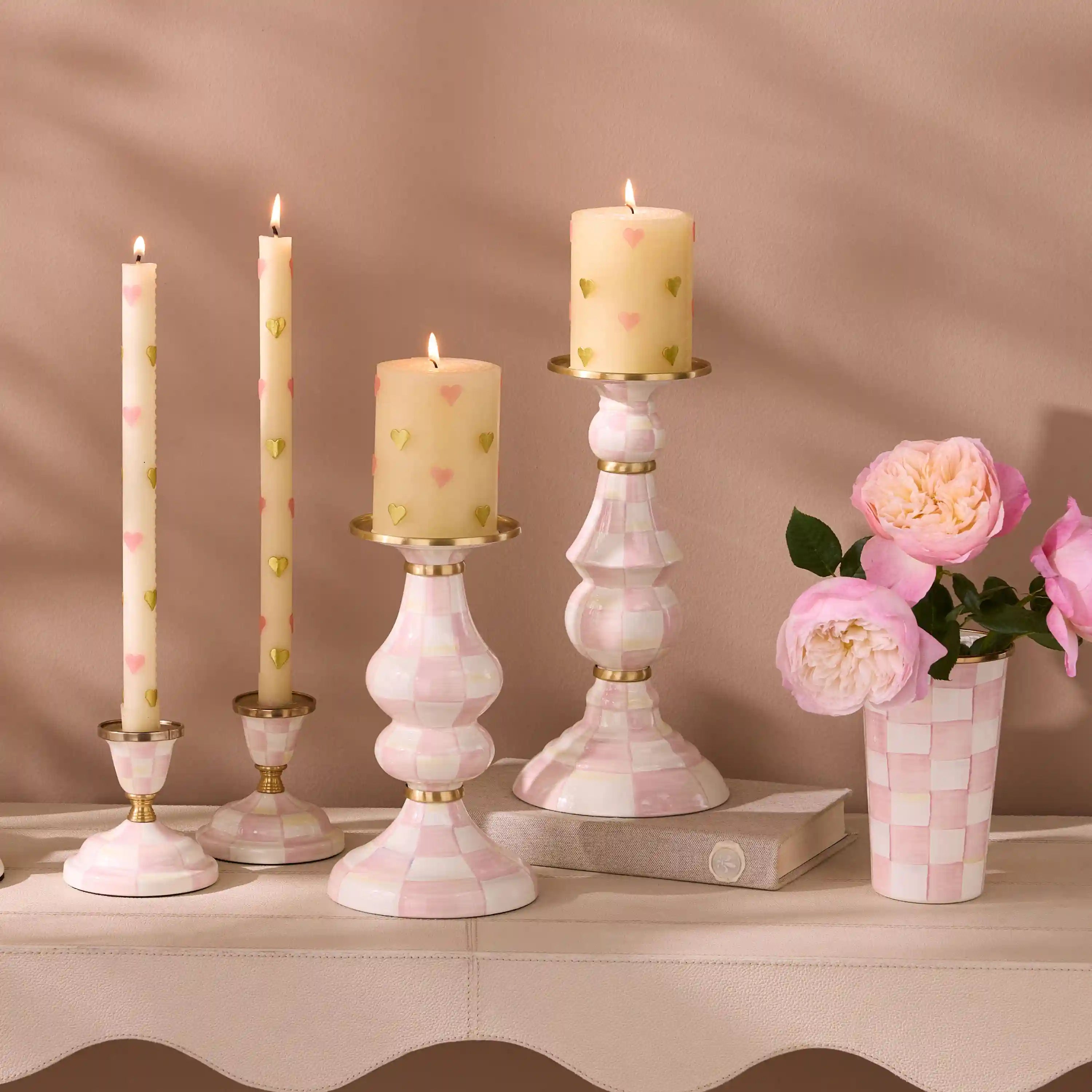 Rosy Check Large Pillar Candlestick