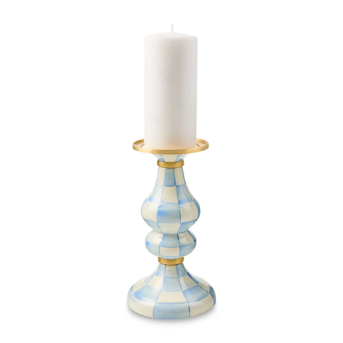 Sky Check Medium Pillar Candlestick