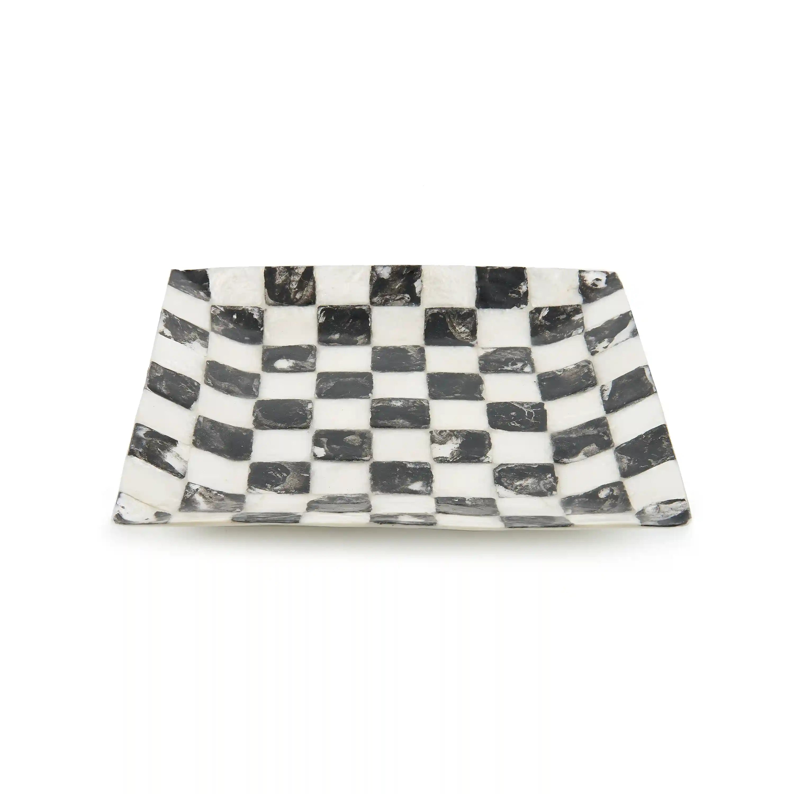 Violet Check Capiz Catchall Tray