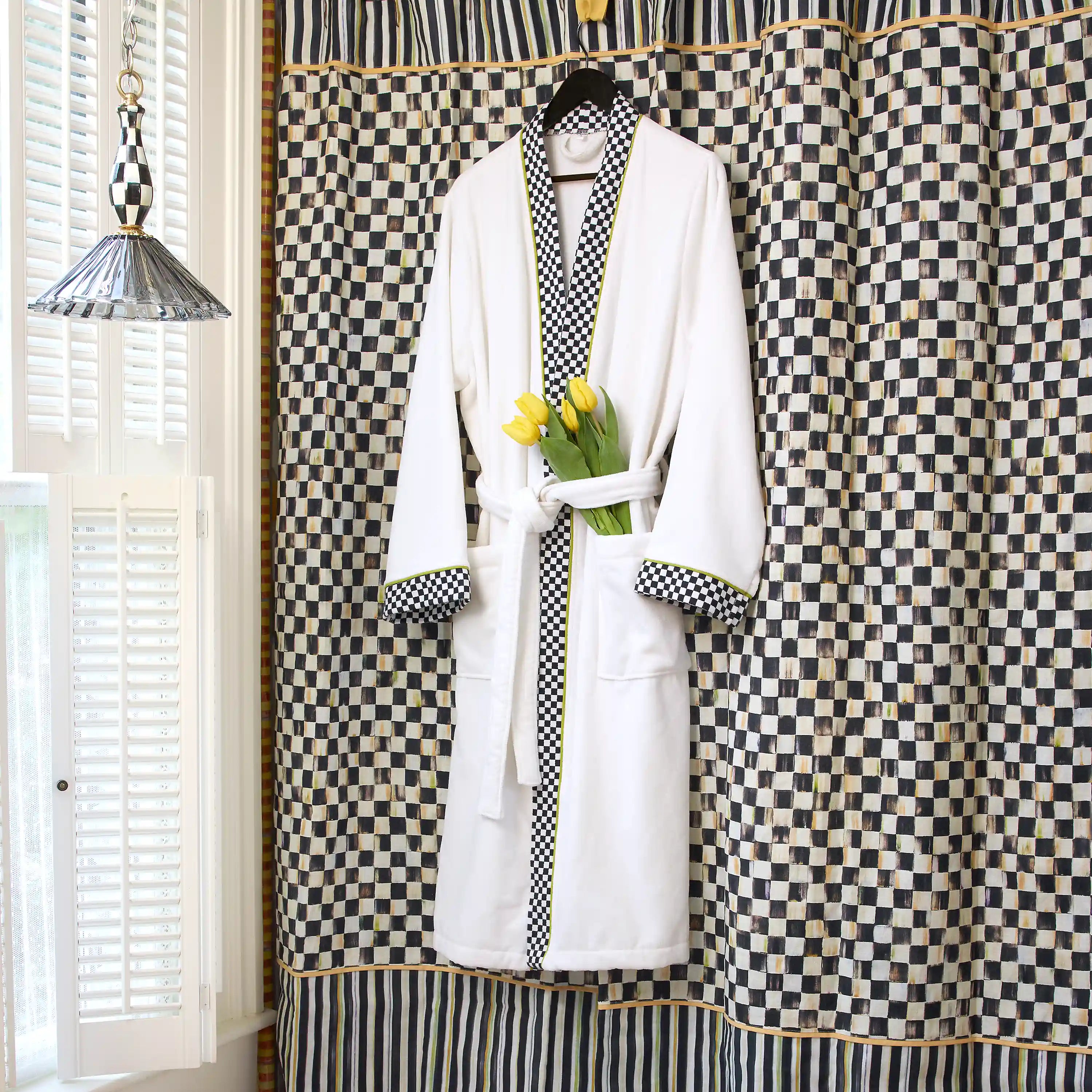 Mocha Check Shower Curtain