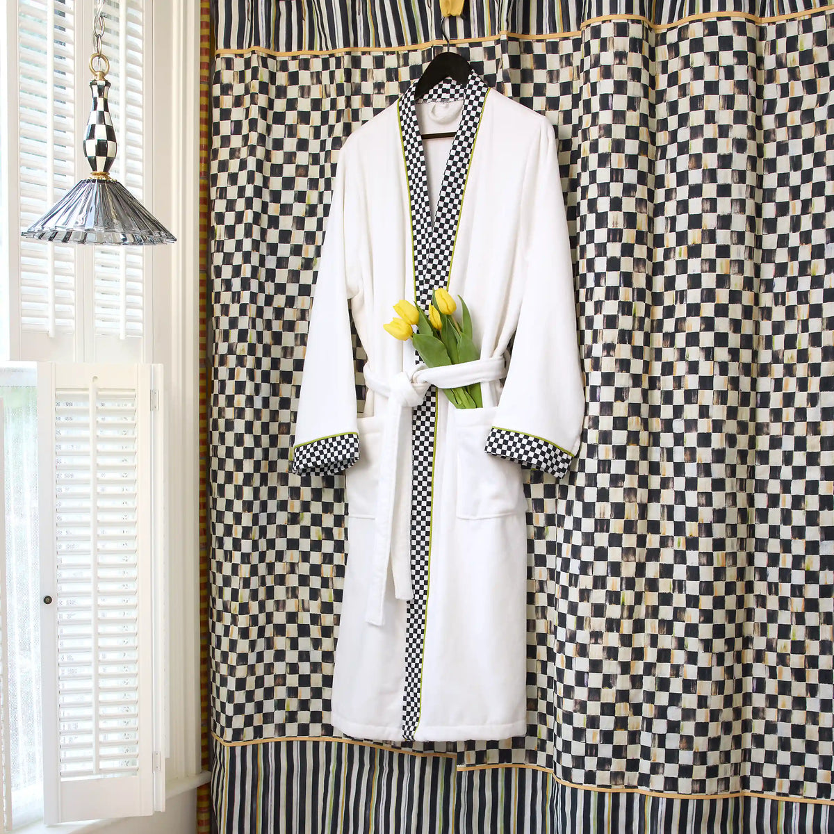 Violet Check Shower Curtain