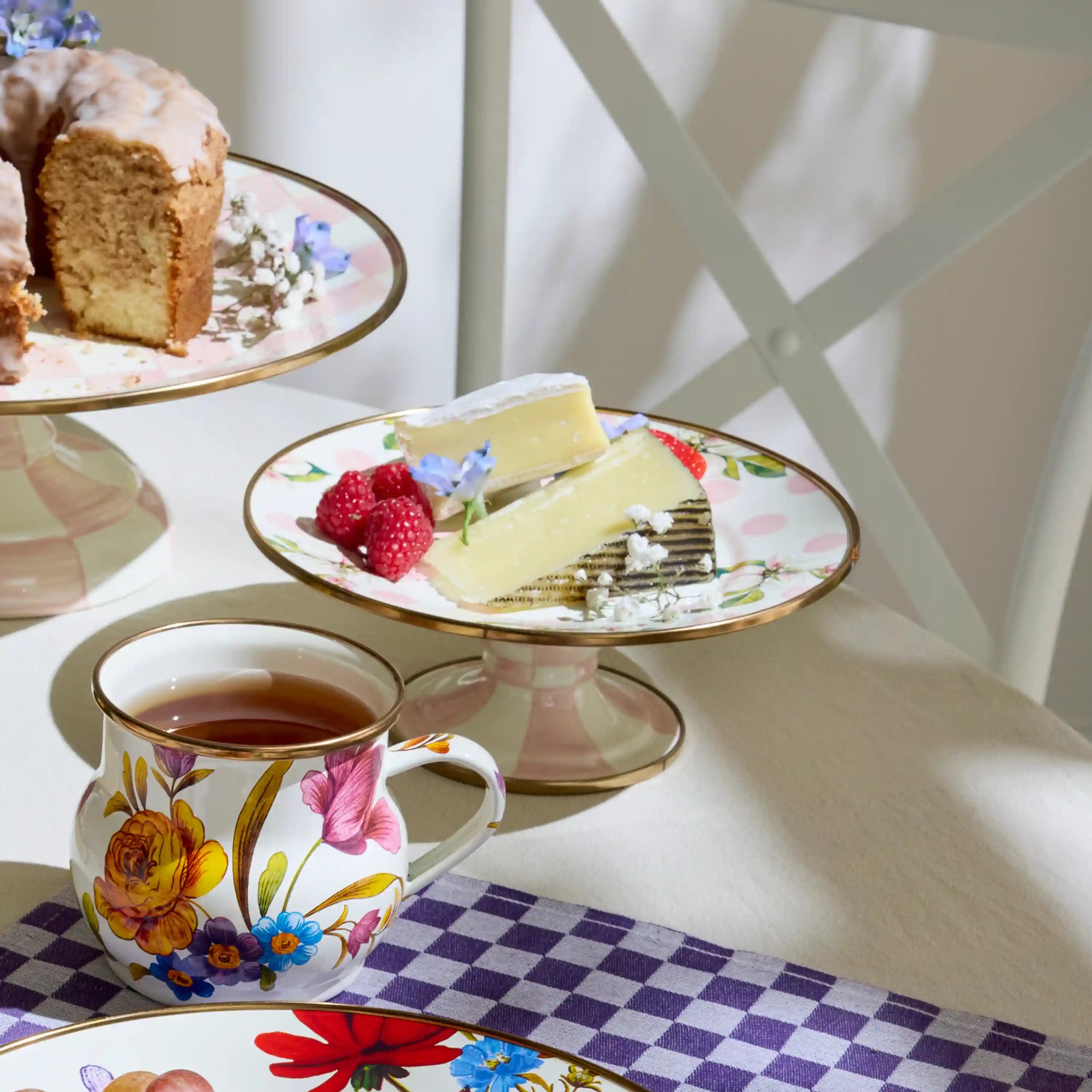 Wild Rose White Mini Pedestal Platter