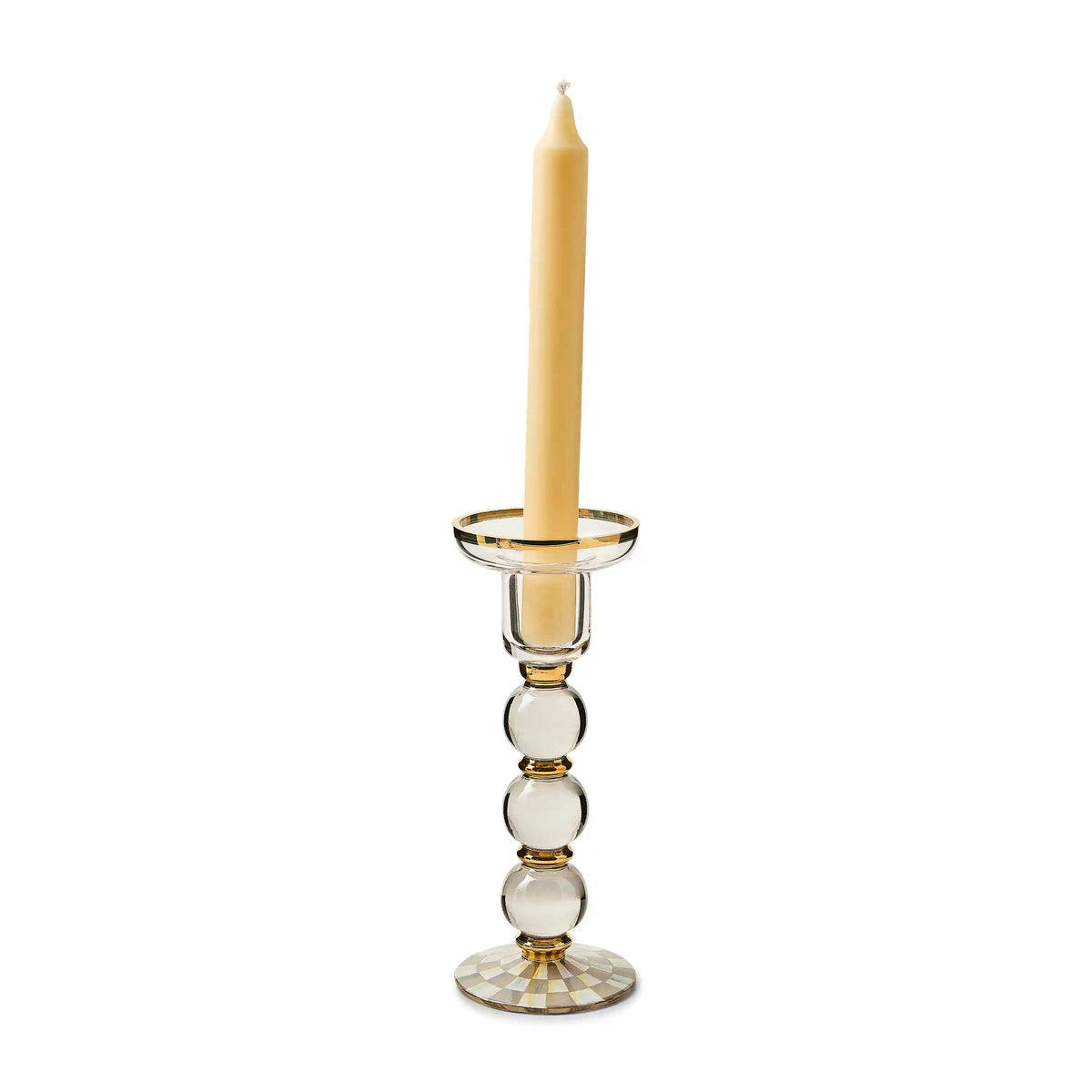 Sterling Check Large Glass Candlestick