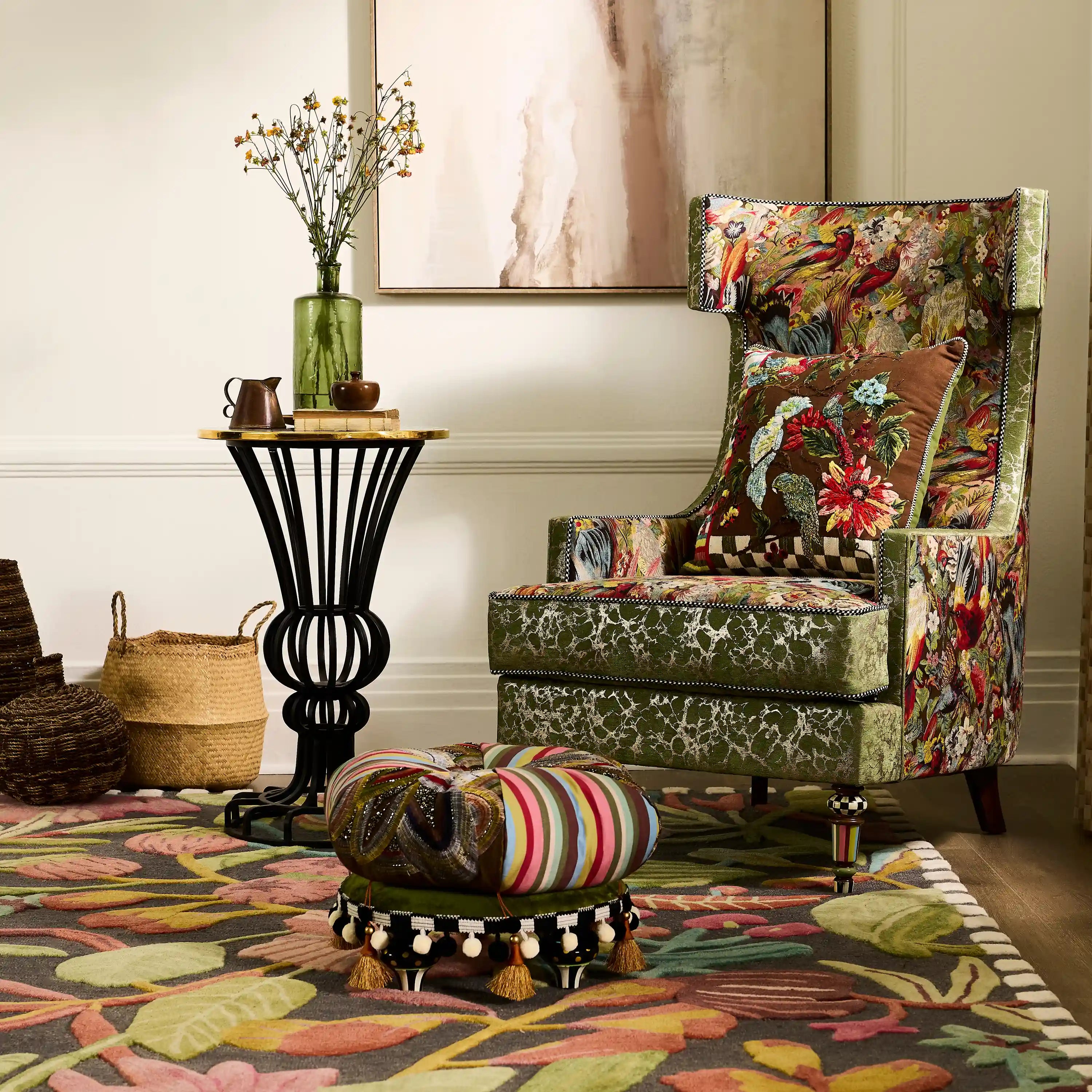 Rosy Check Pedestal Accent Table