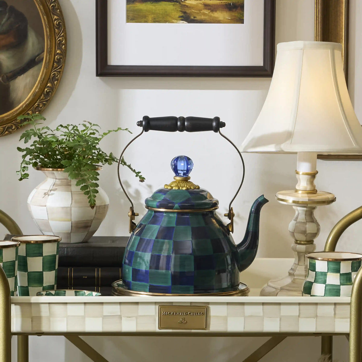 Juniper Check 2 Quart Tea Kettle