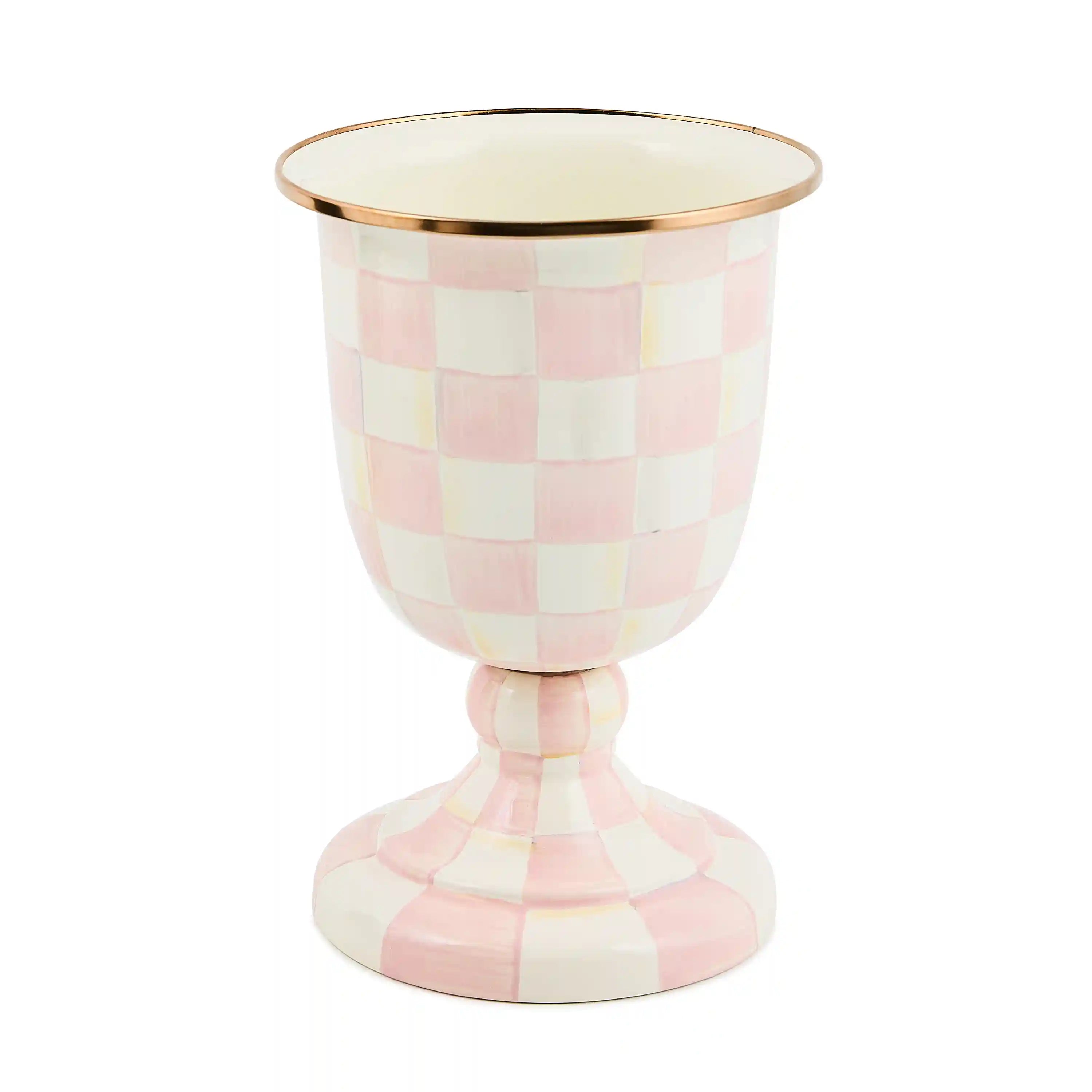 Mocha Check Pedestal Vase