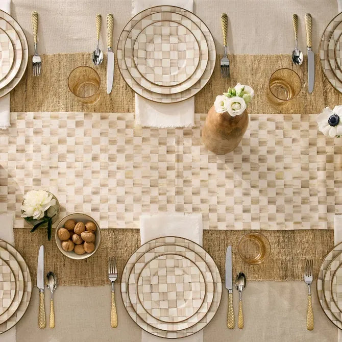 Mocha Check Salad Plate
