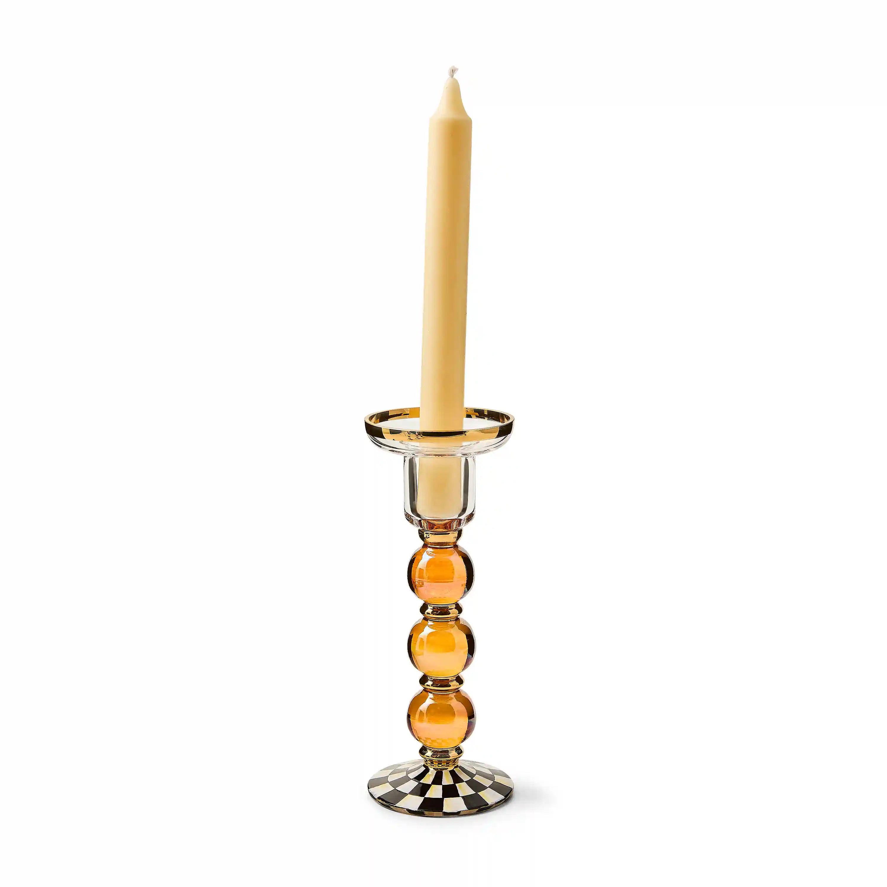 Rosy Check Small Glass Candlestick