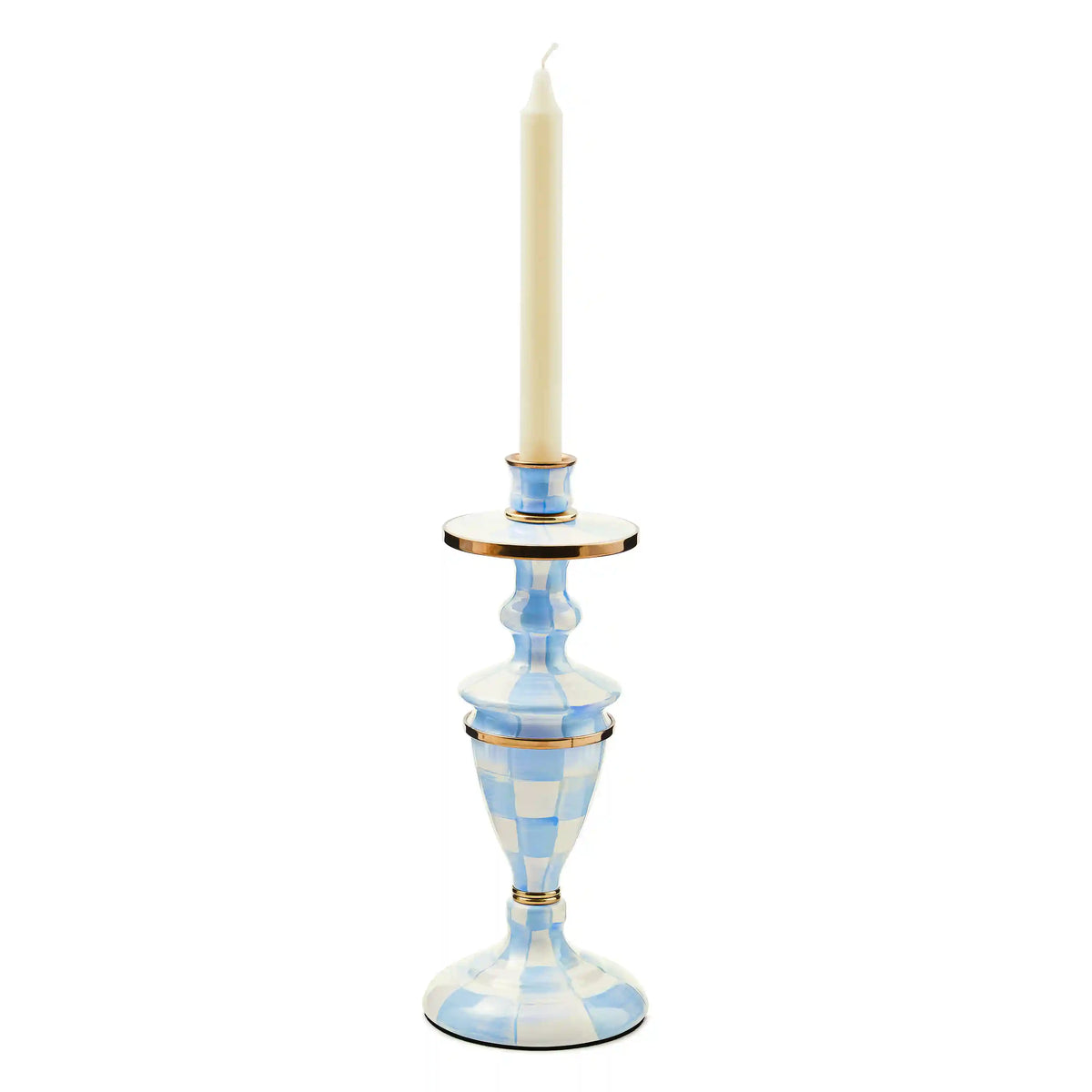 Mocha Check Large Candlestick