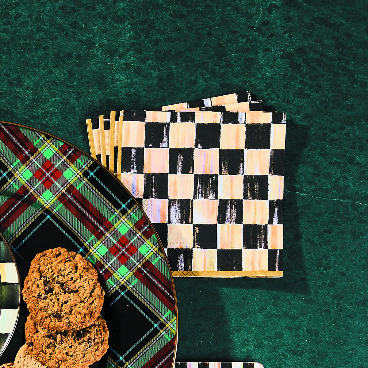 Violet Check Cocktail Paper Napkins