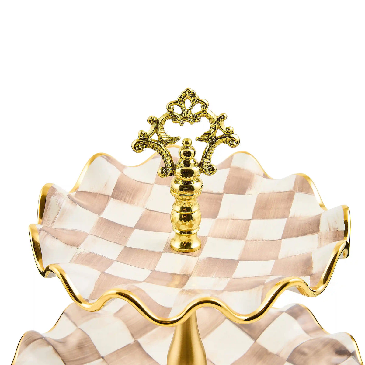 Violet Check Ceramic Three Tier Sweet Stand