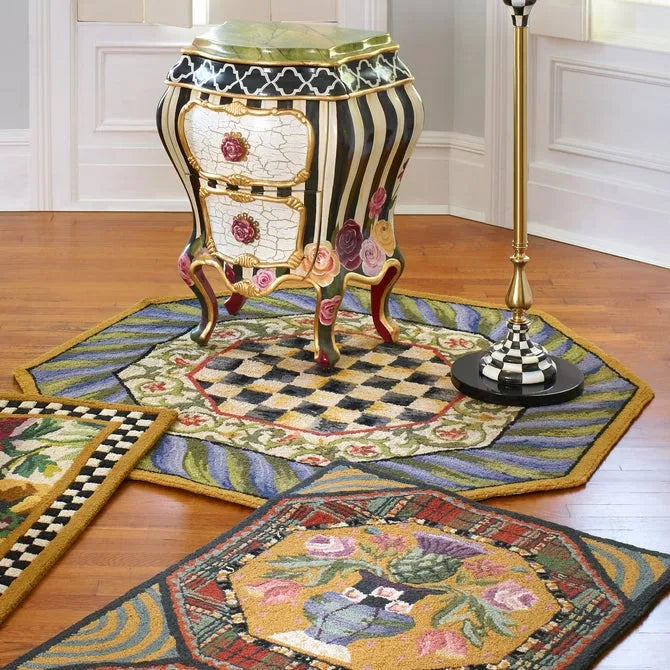 Courtly Check Purple & Green 5' Octagon Rug