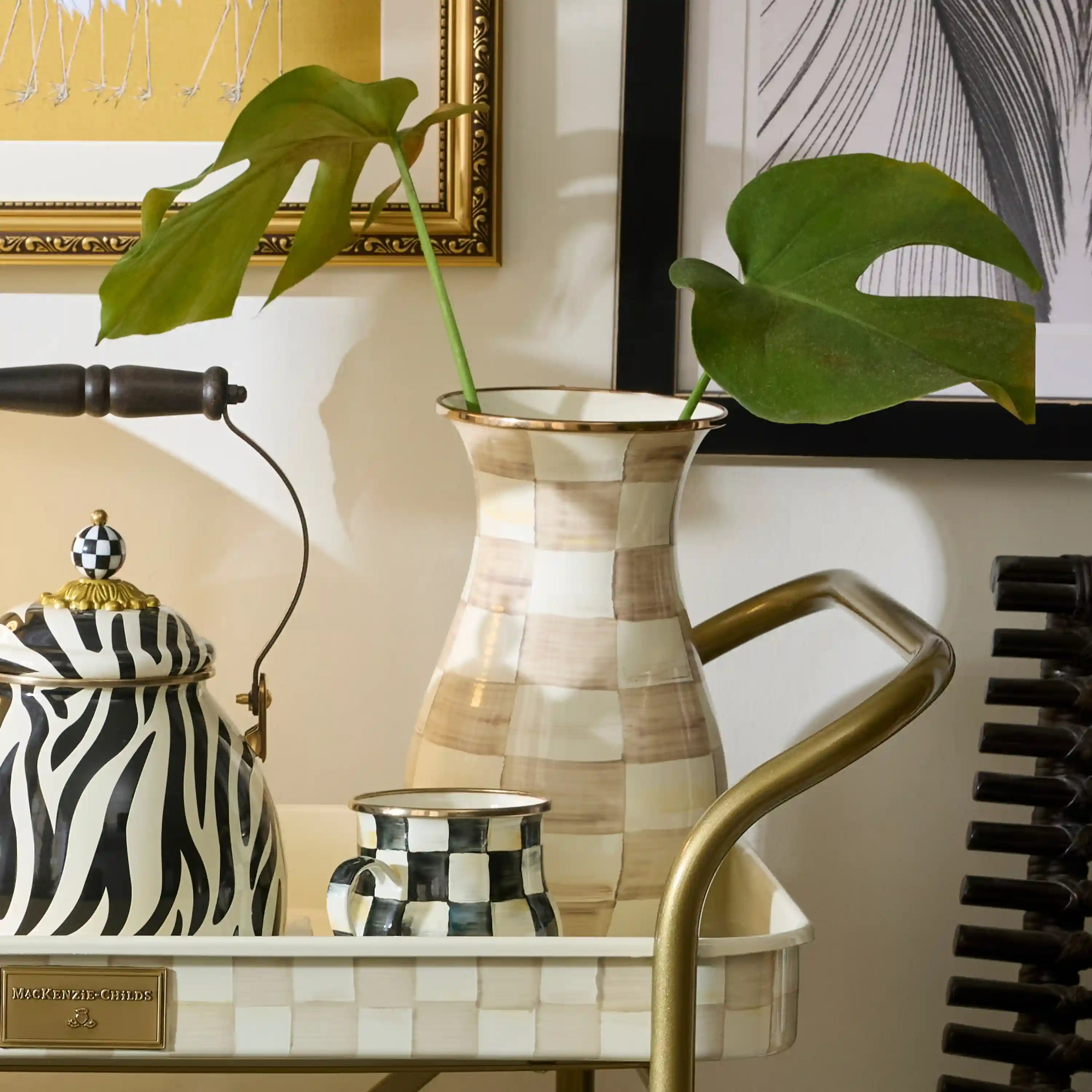 Emerald Check Tall Vase