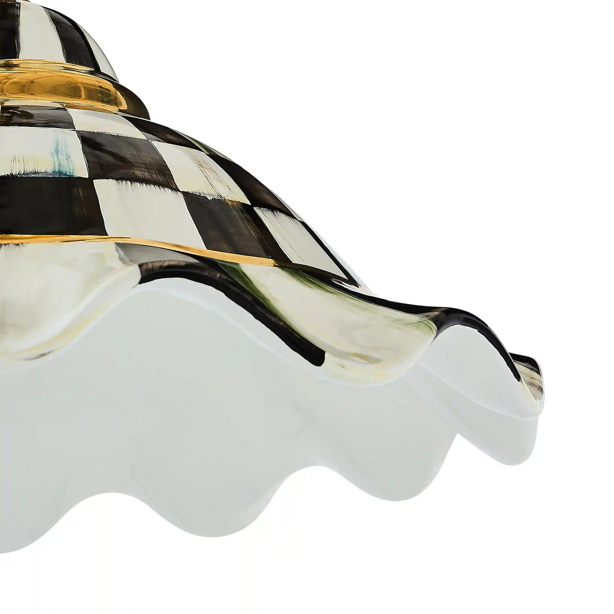 Mocha Check Ceramic Fluted Hanging Lamp