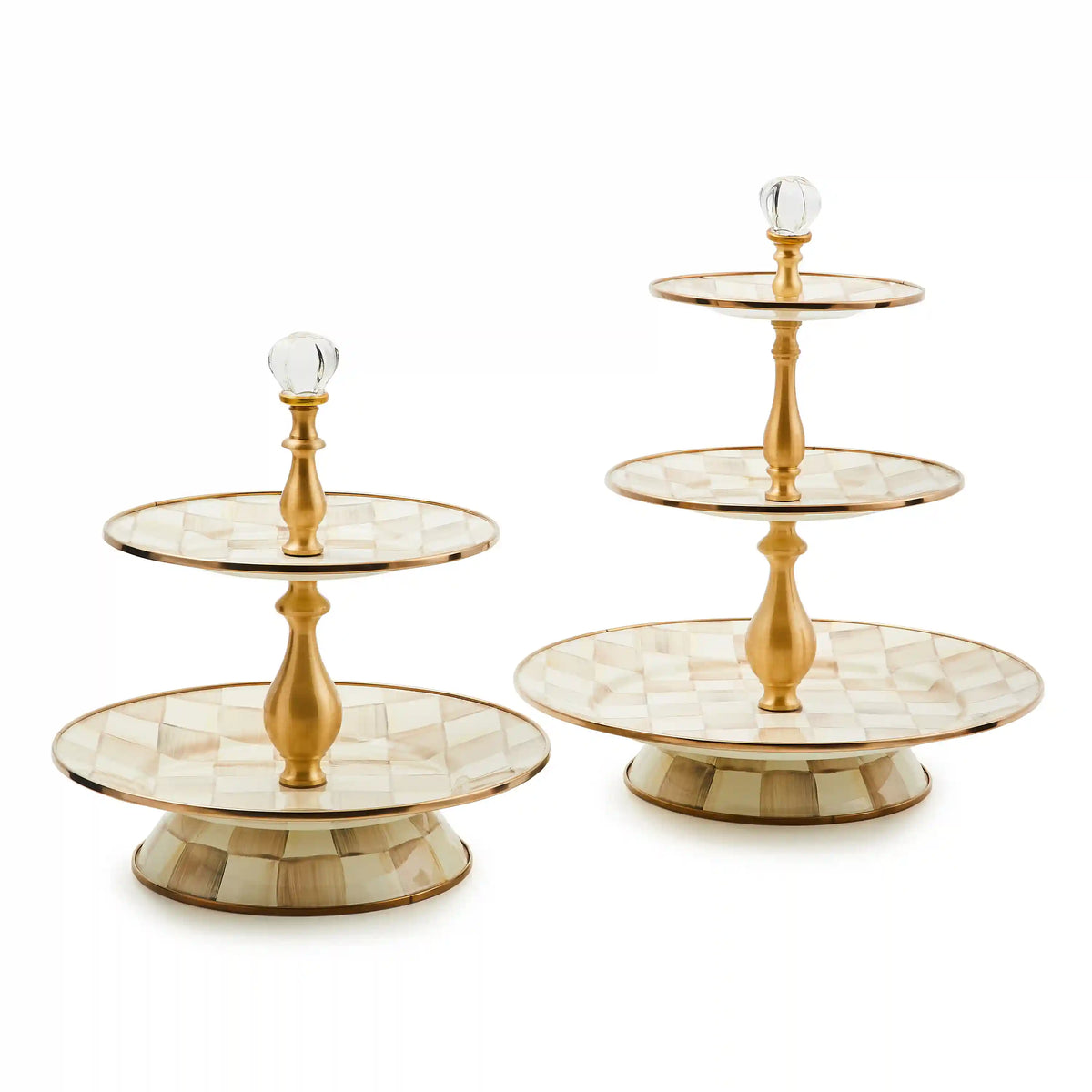 Mocha Check Two Tier Sweet Stand