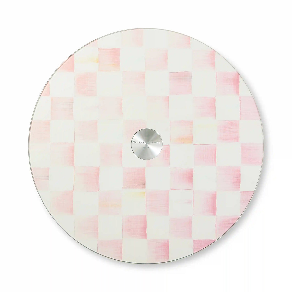 Mocha Check Glass Lazy Susan