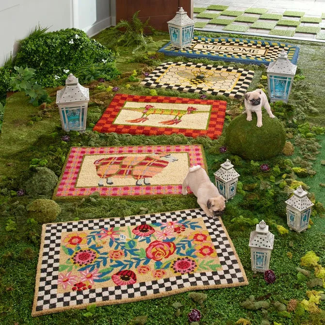 Welcome Periwinkle Double Door Entrance Mat