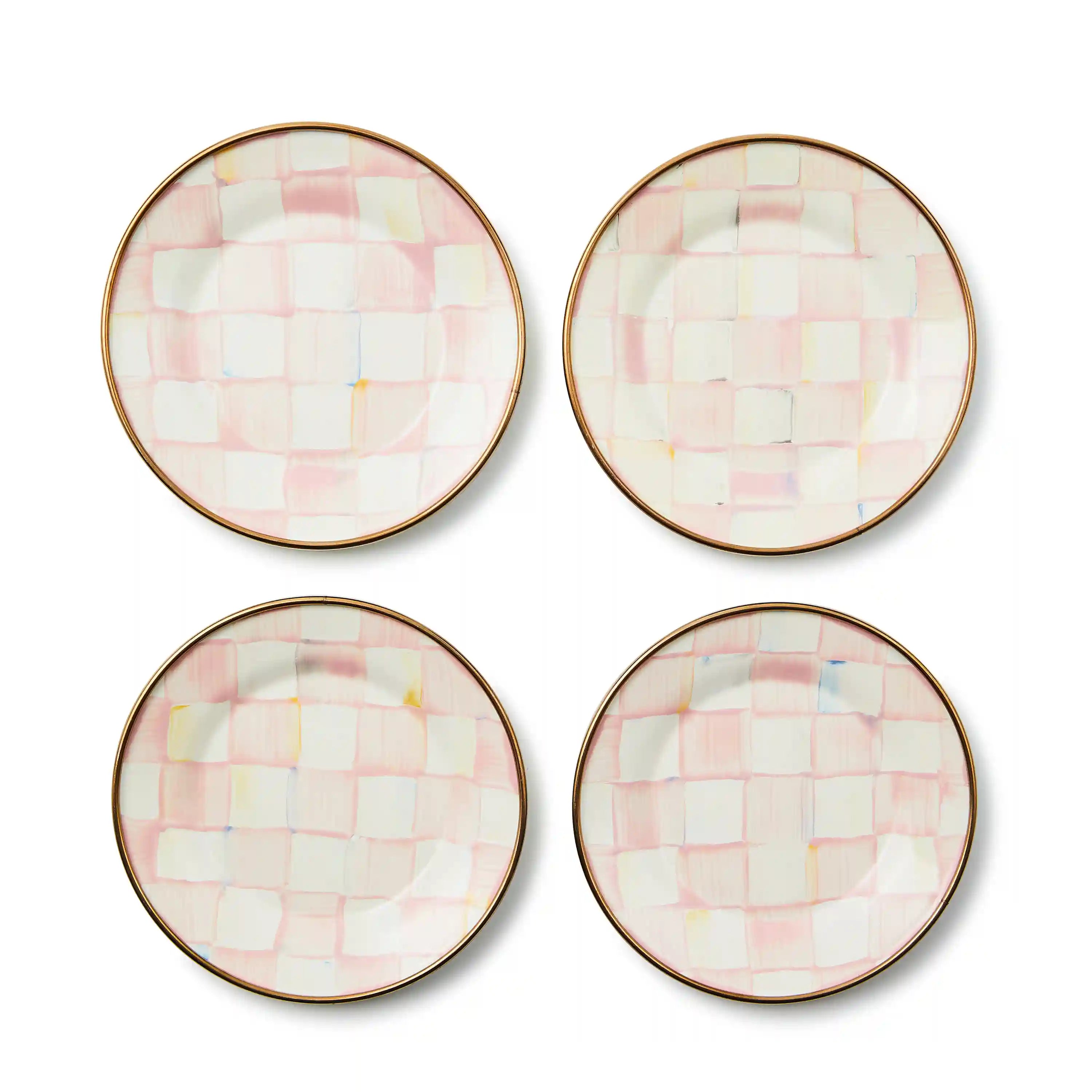Sterling Check Appetizer Plates, Set of 4