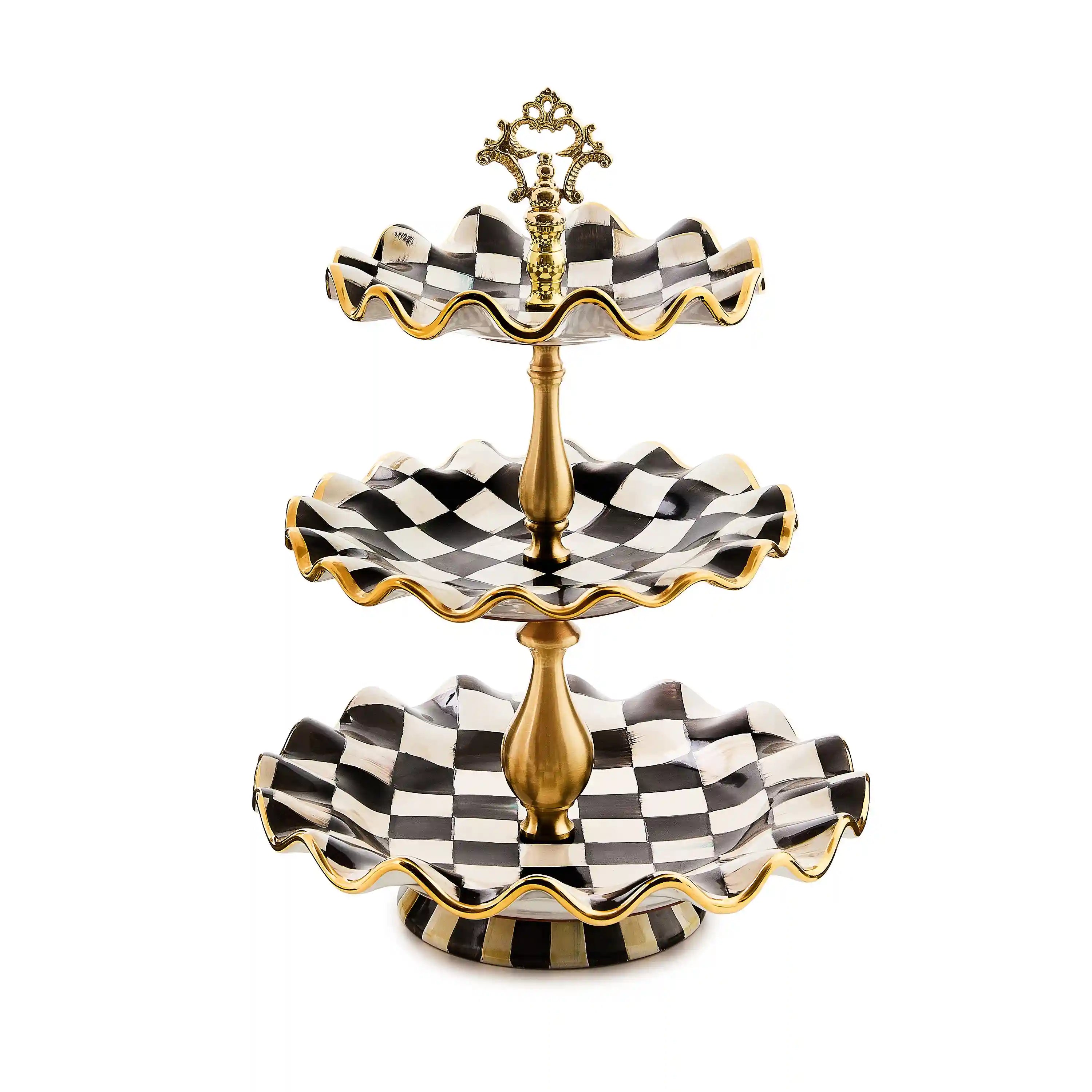 Courtly Check Ceramic Three Tier Sweet Stand