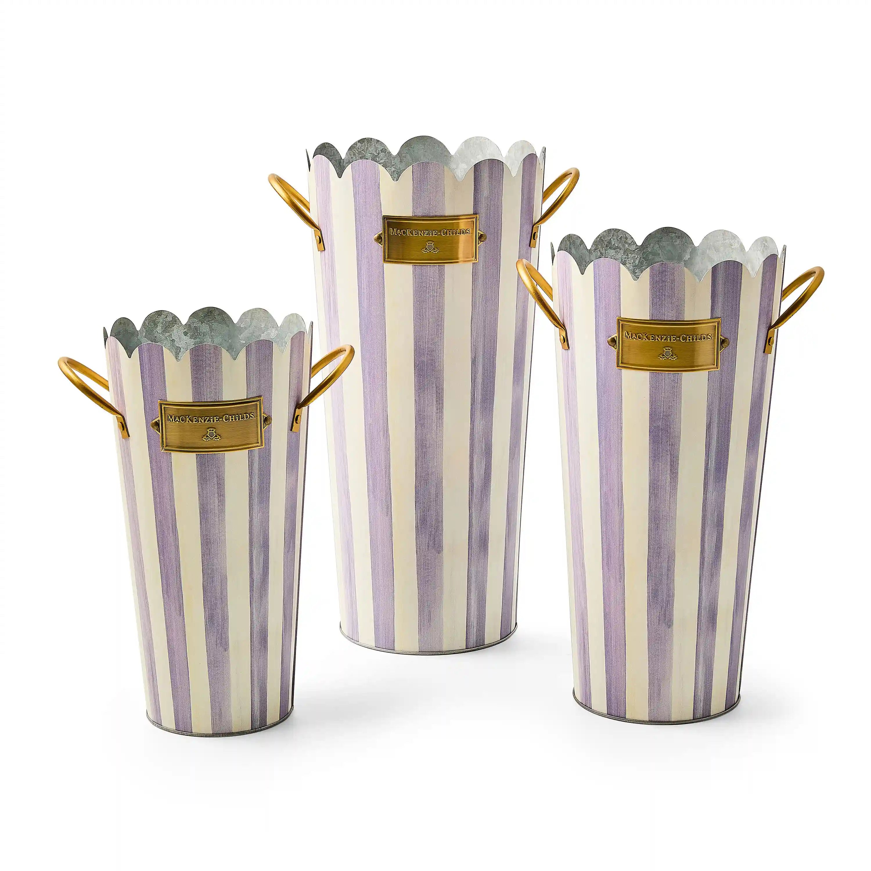 Courtly Stripe Flower Buckets, Set of 3