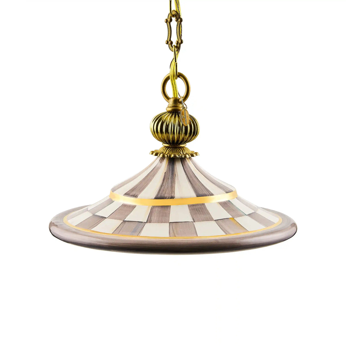 Mocha Check Flared Ceramic Pendant Lamp