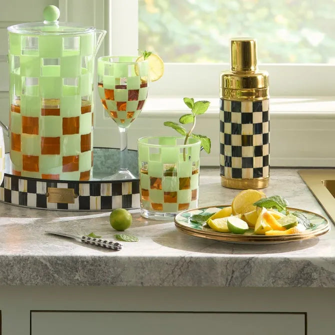 Green Check Acrylic Tumblers, Set of 4