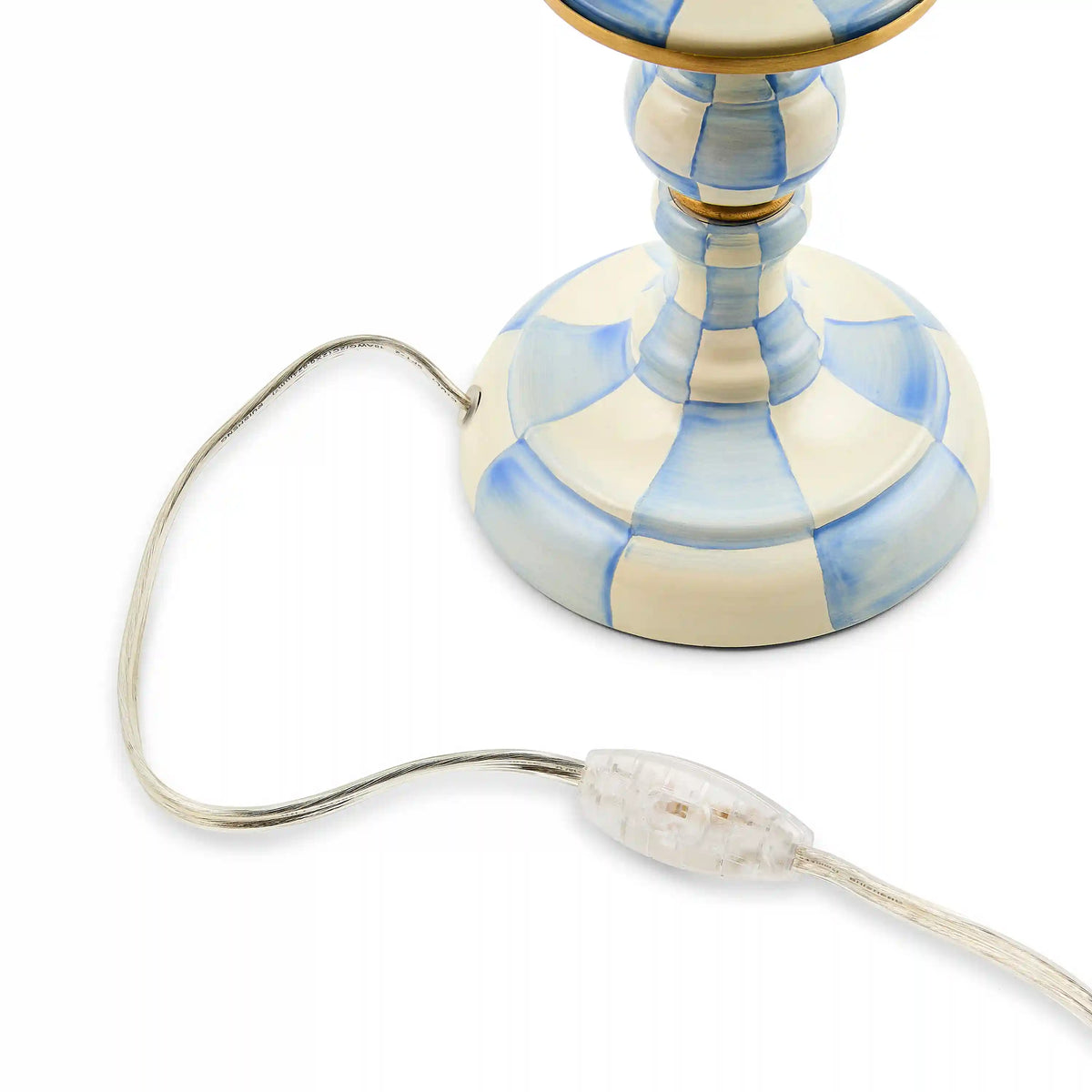Emerald Check Candlestick Lamp