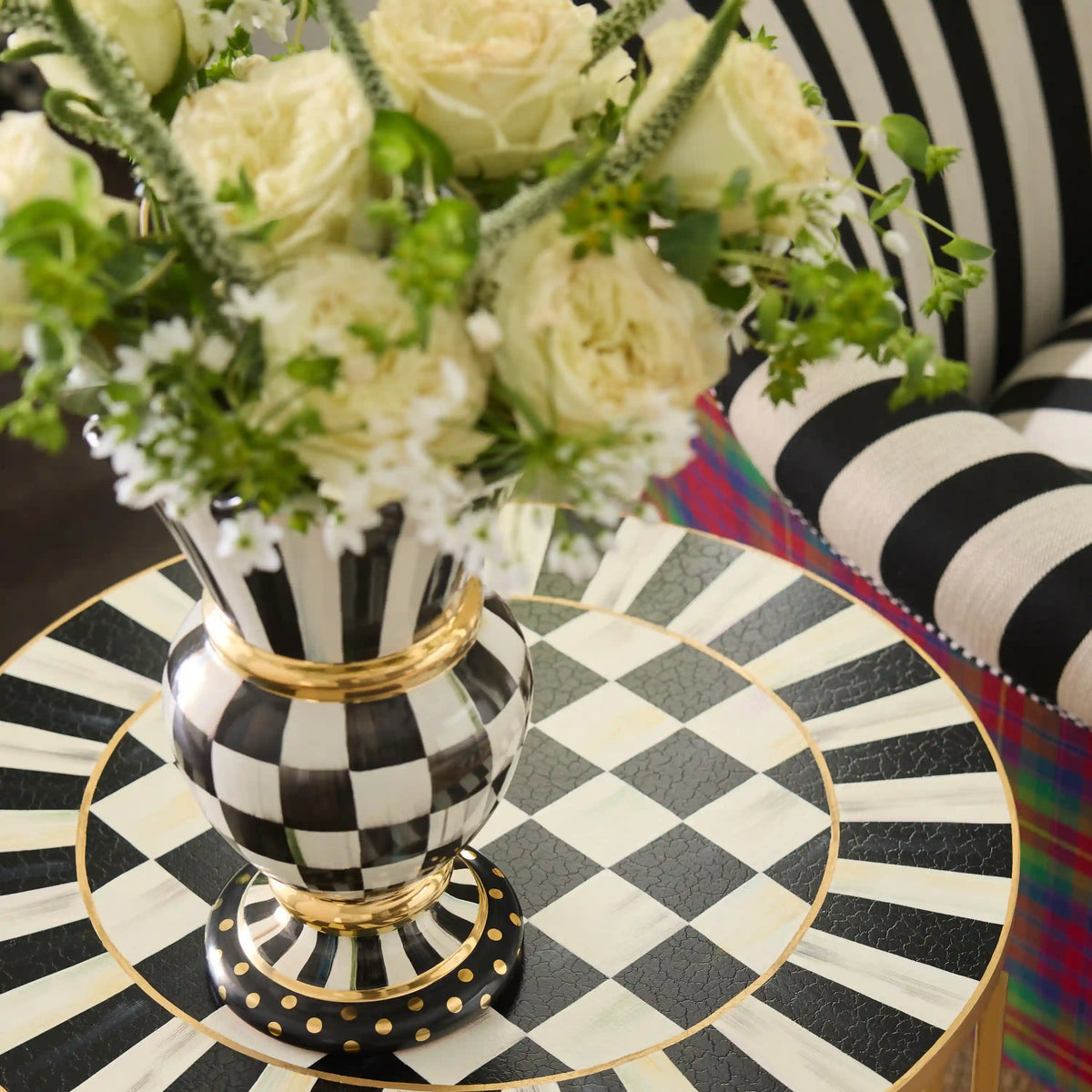 Mocha Check Ceramic Great Vase