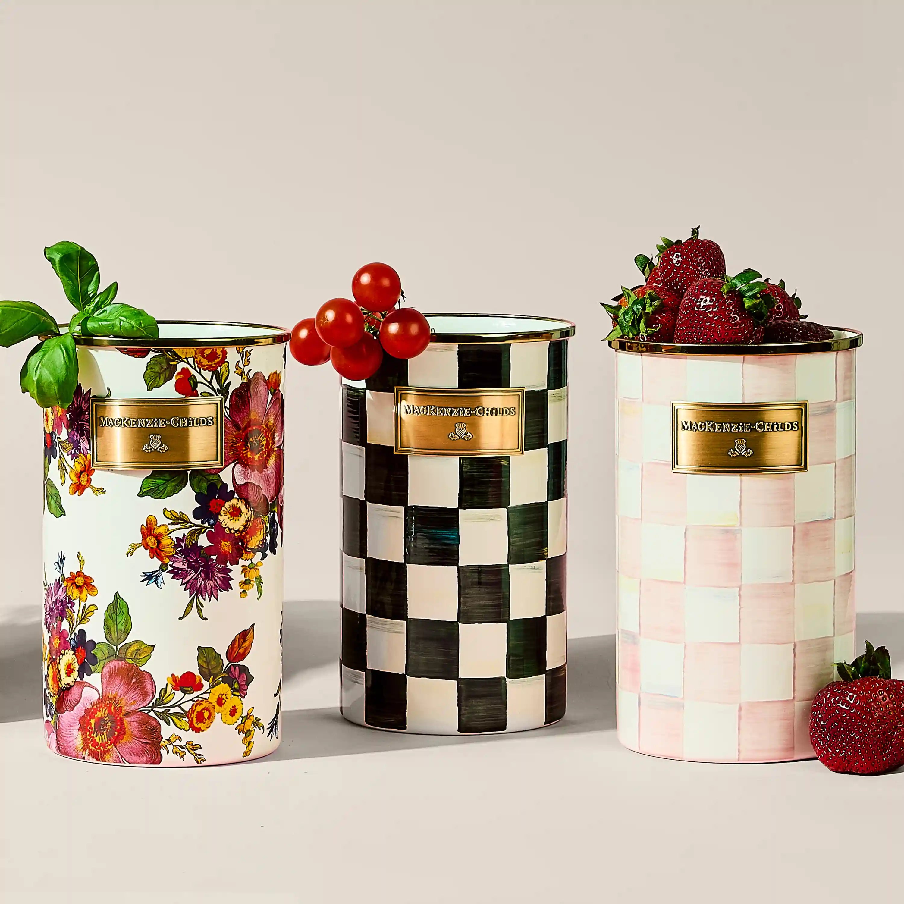 Emerald Check Utensil Holder