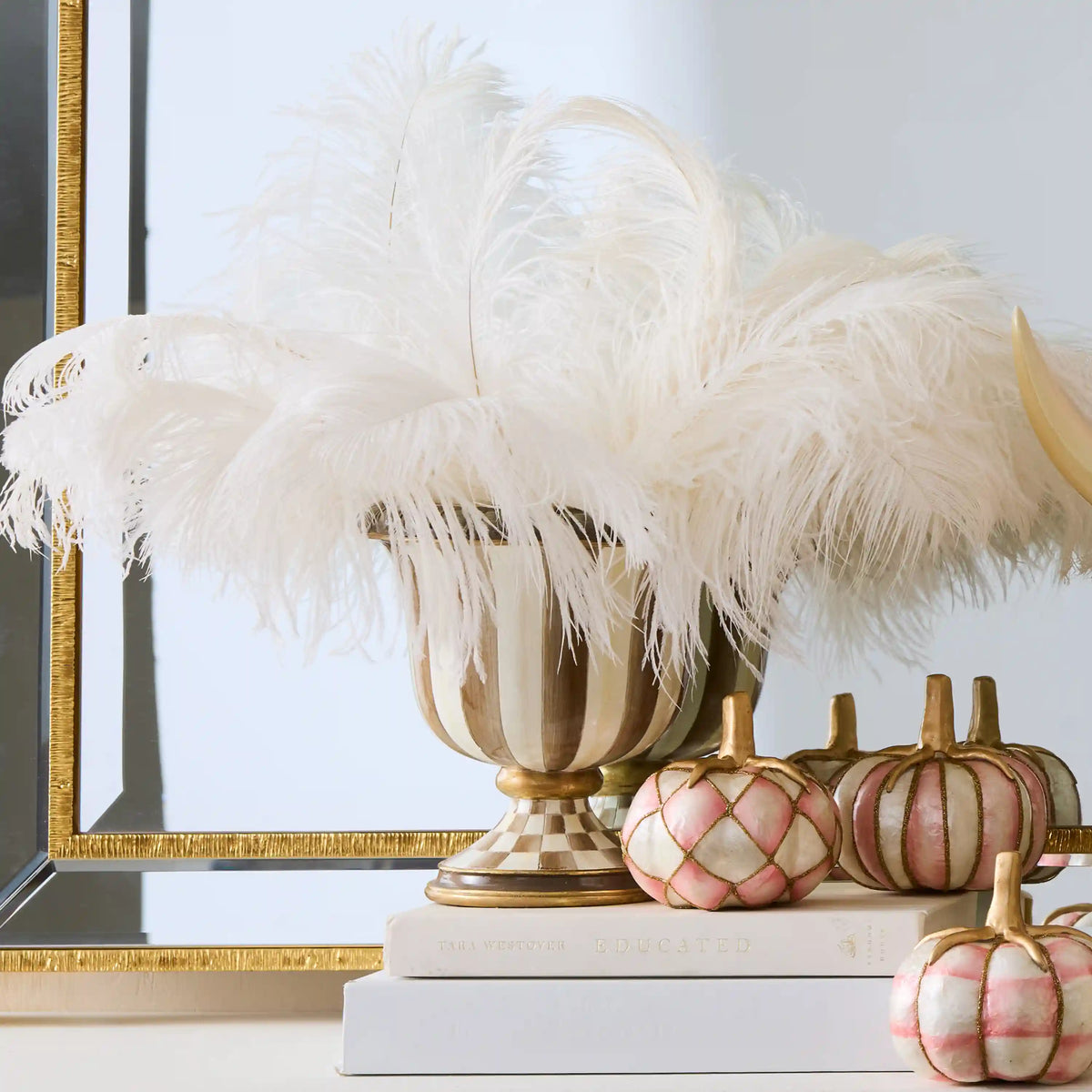 Rosy Check Pedestal Tabletop Urn
