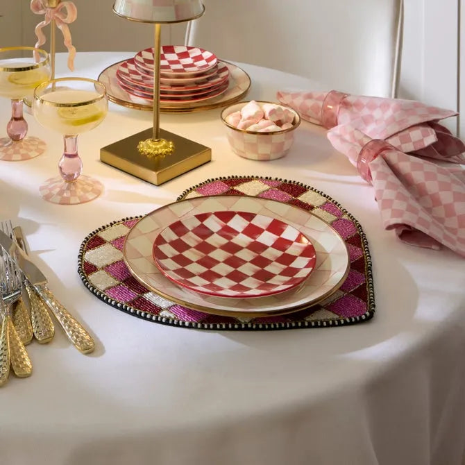 Cherry Check Salad Plates, Set of 4