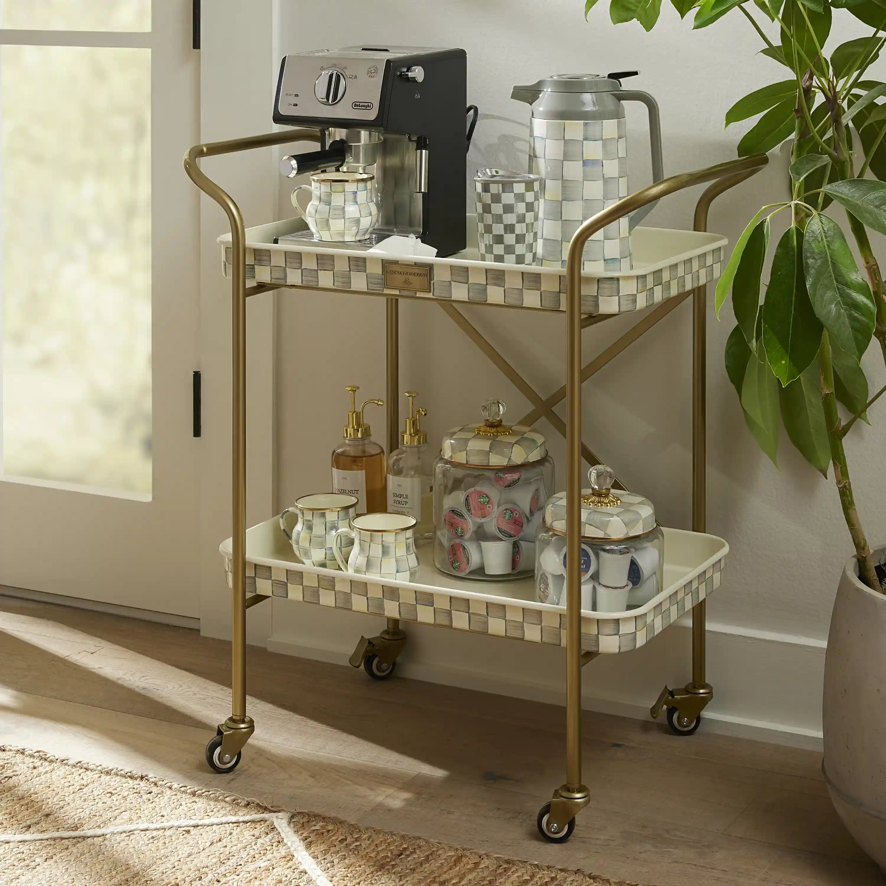 Violet Check 2-Tier Kitchen Cart