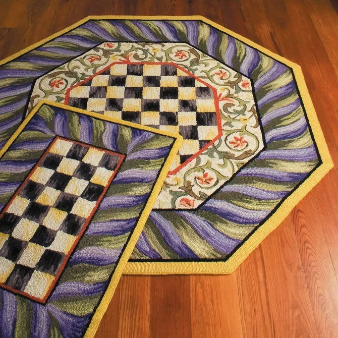 Courtly Check Purple & Green 5' Octagon Rug