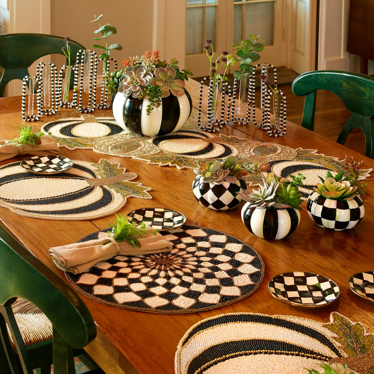Mocha Check Appetizer Plates, Set of 4