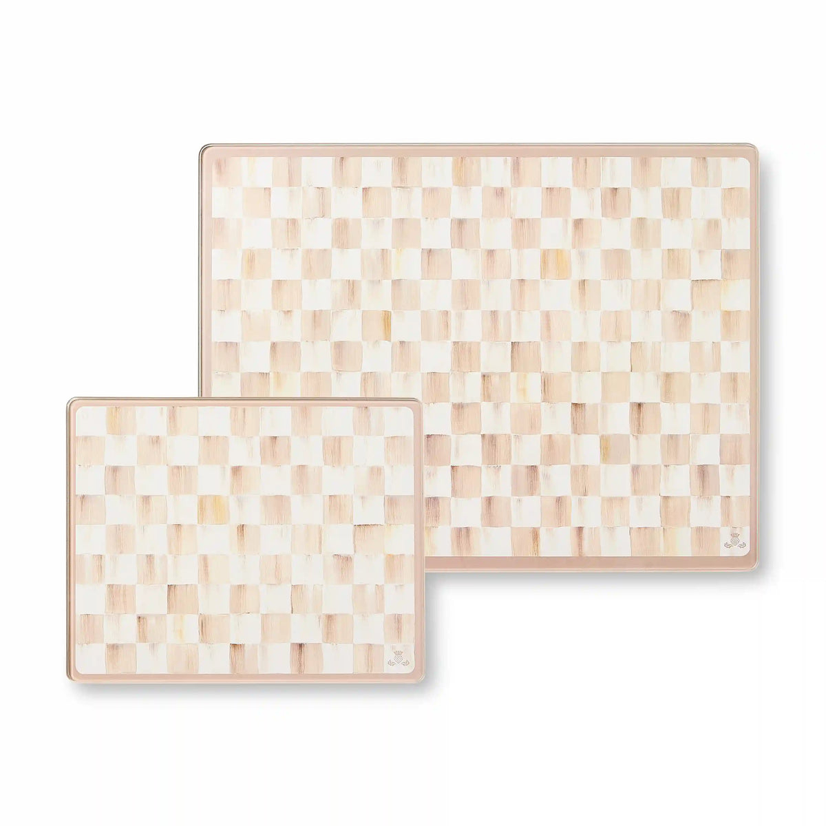 Mocha Check Glass Cutting Boards, Set of 2