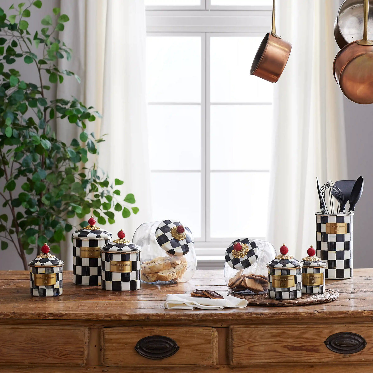Sweets Jar with Violet Check Lid