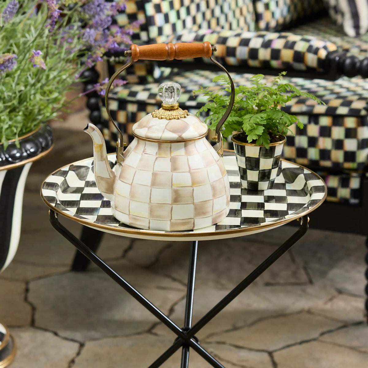 Sky Check Enamel Tilt Accent Table