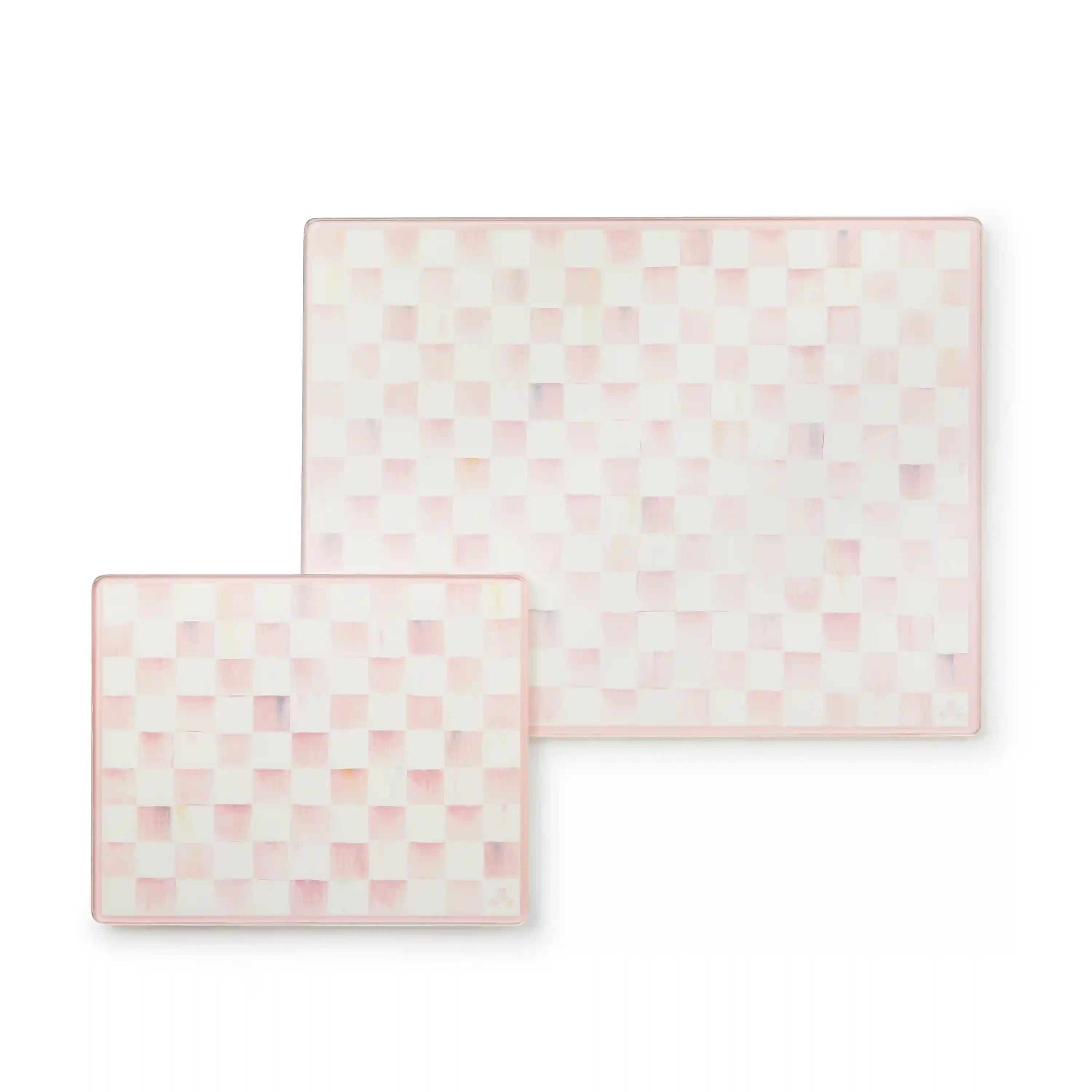 Violet Check Glass Cutting Boards, Set of 2