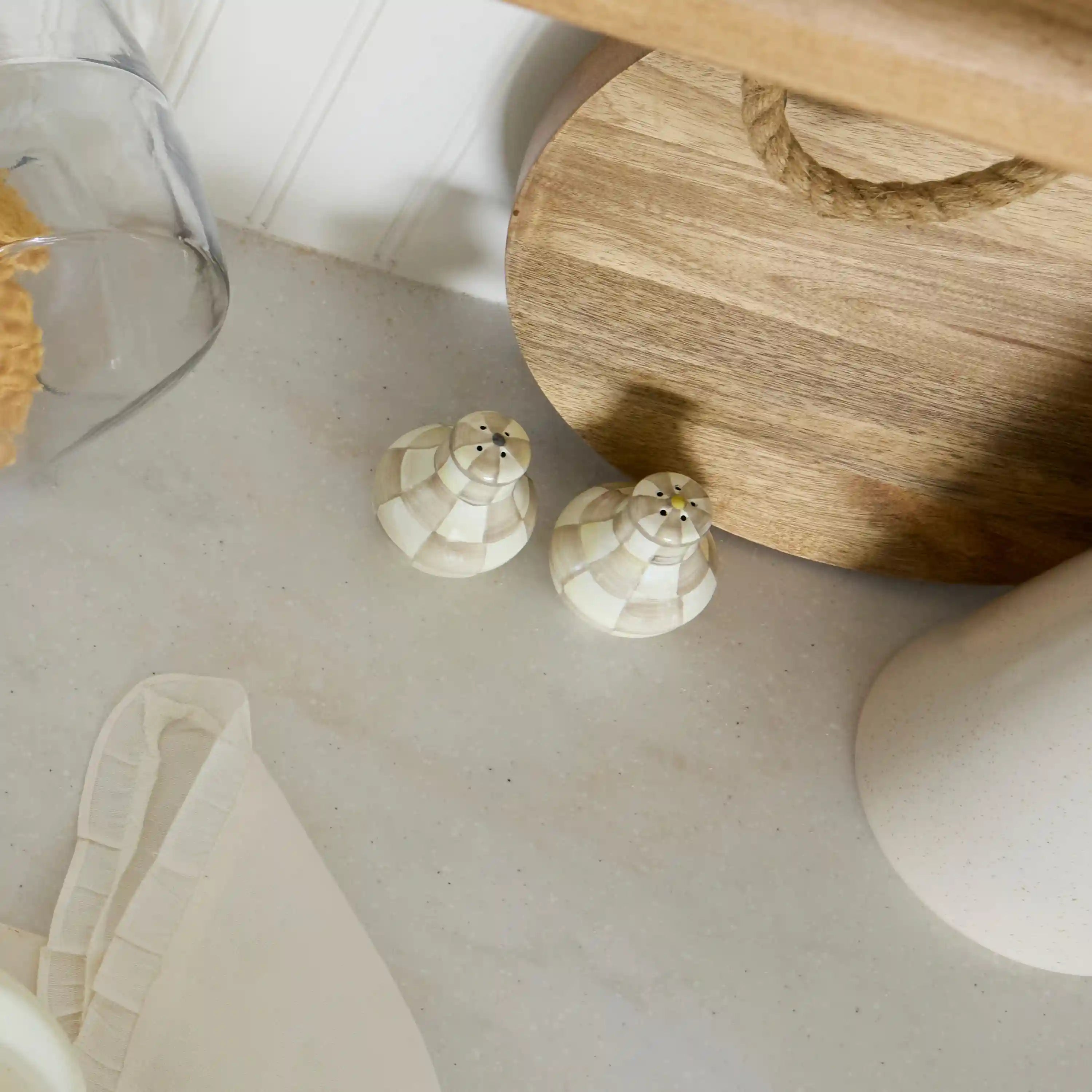 Emerald Check Salt & Pepper Shakers