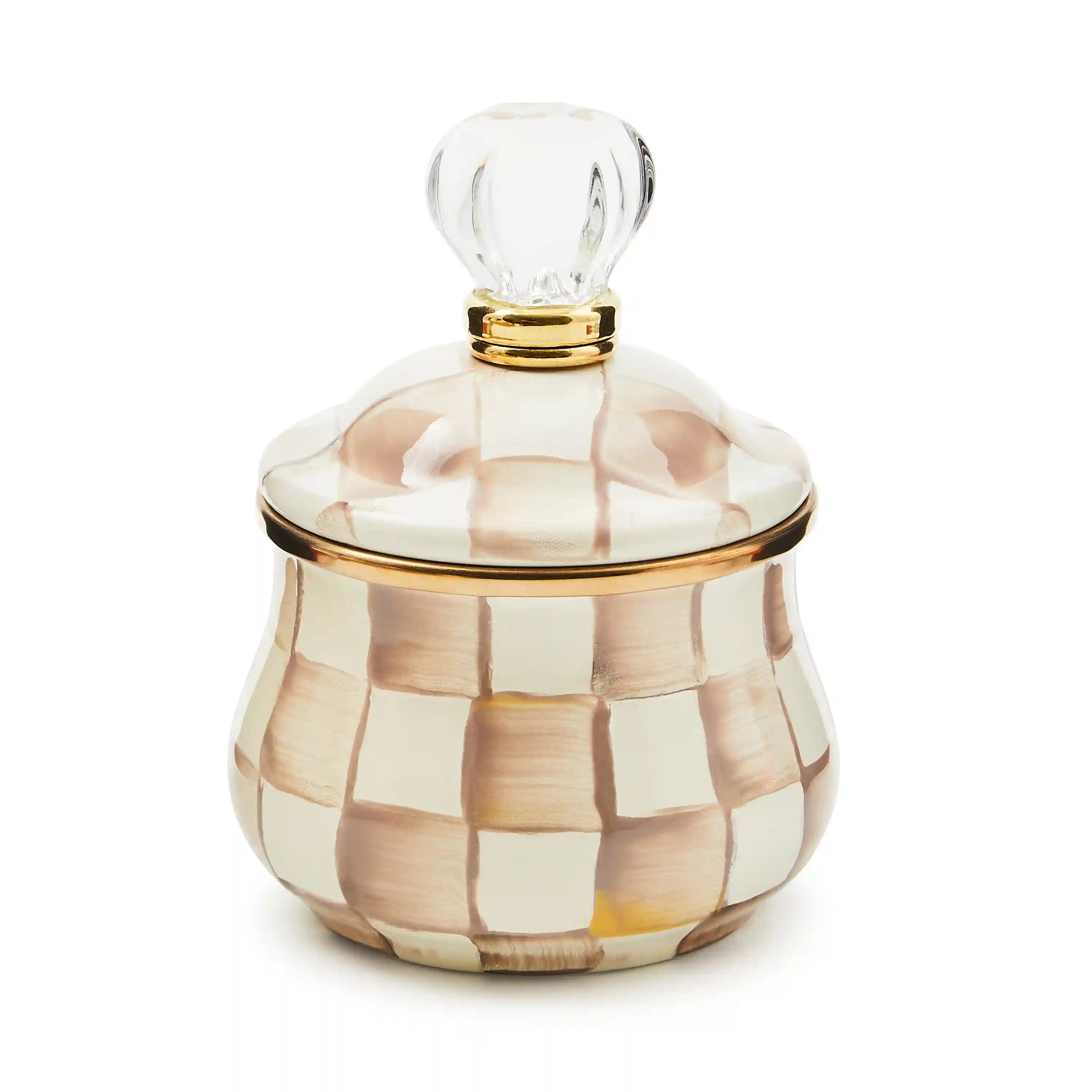 Violet Check Lidded Sugar Bowl