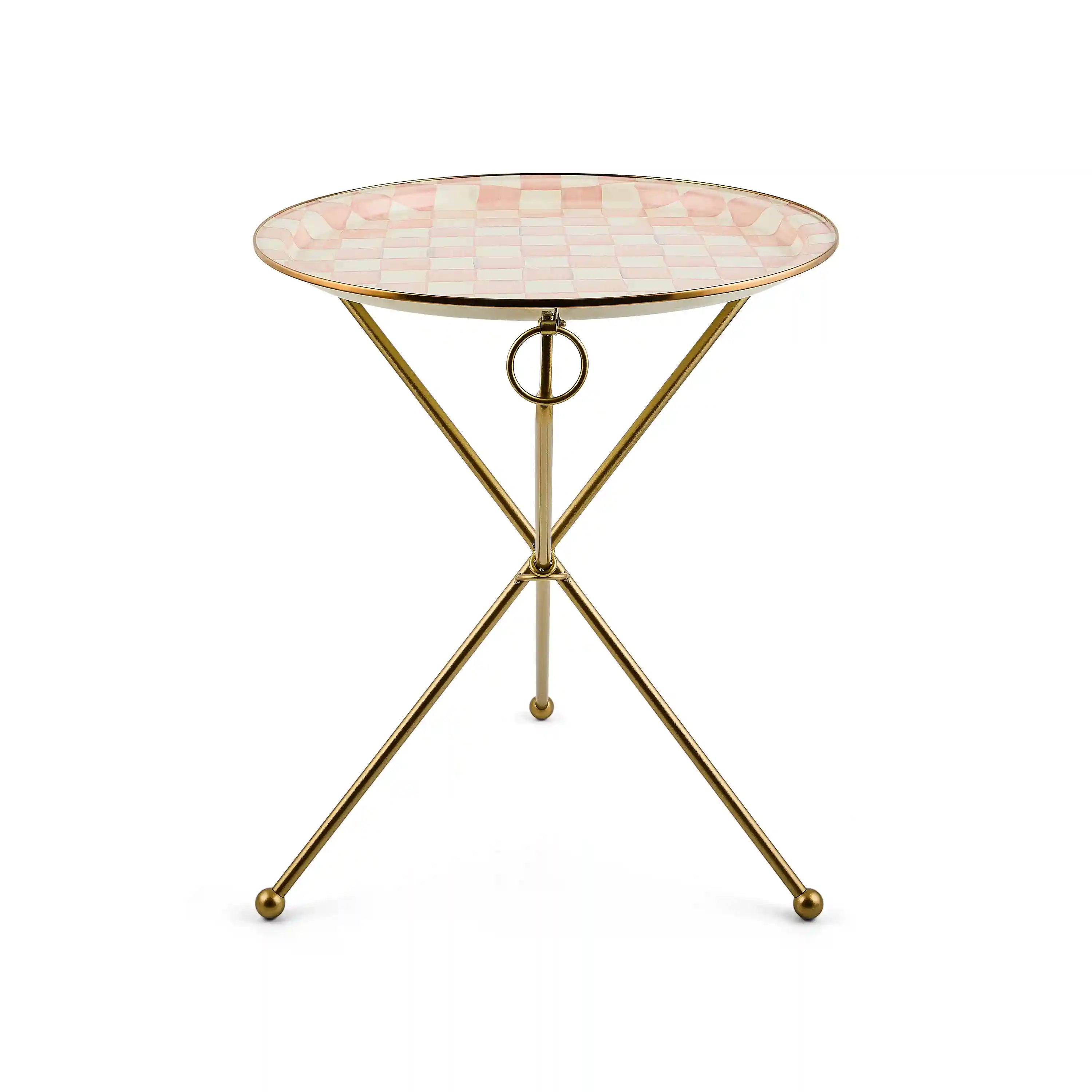 Mocha Check Enamel Tilt Accent Table