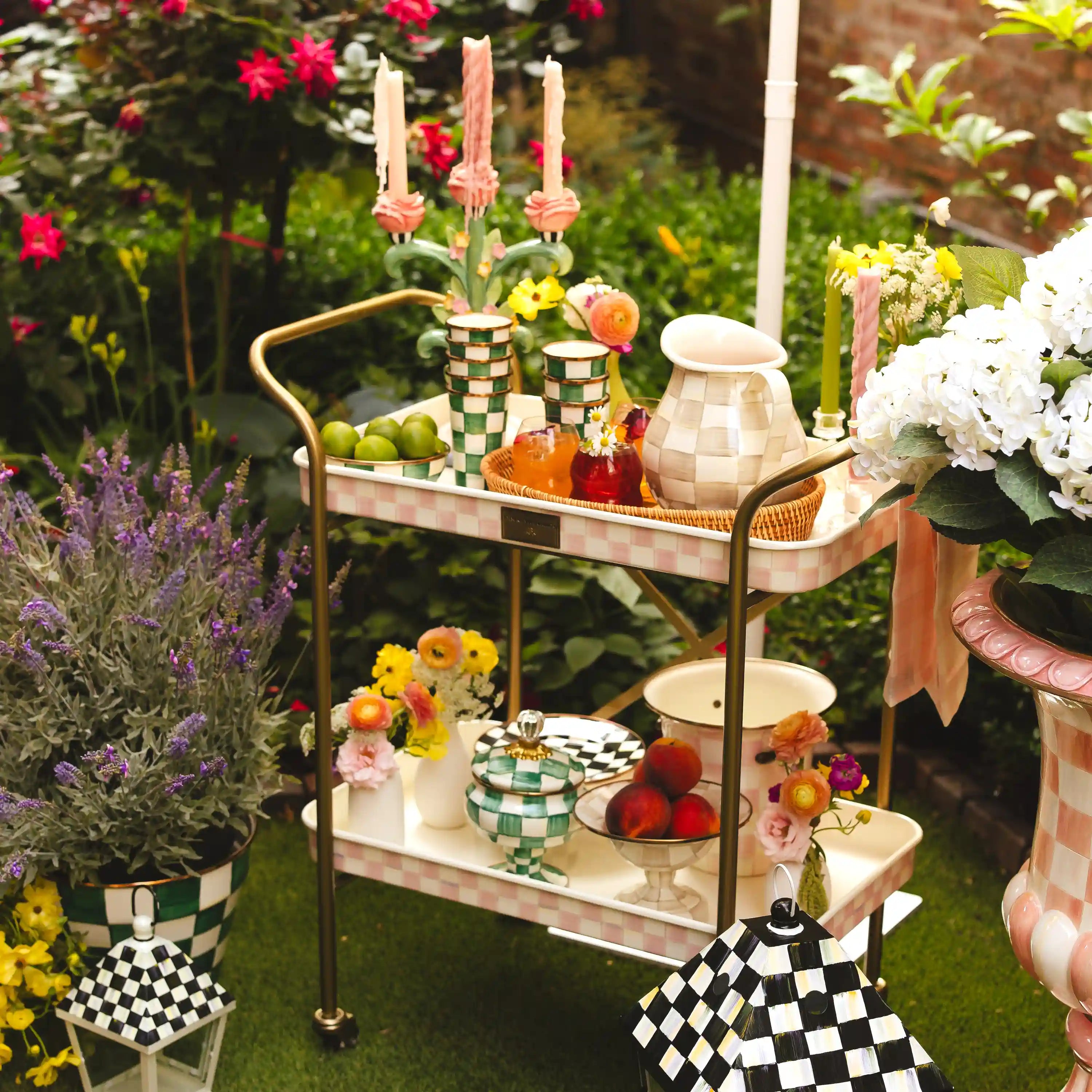 Violet Check 2-Tier Kitchen Cart
