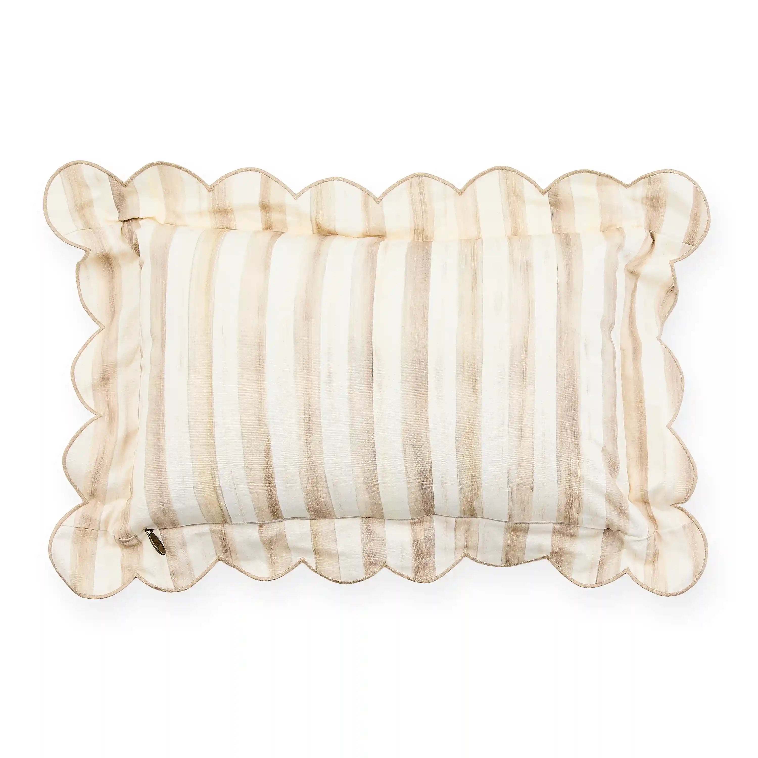 Mocha Check Reversible Scalloped Lumbar Throw Pillow