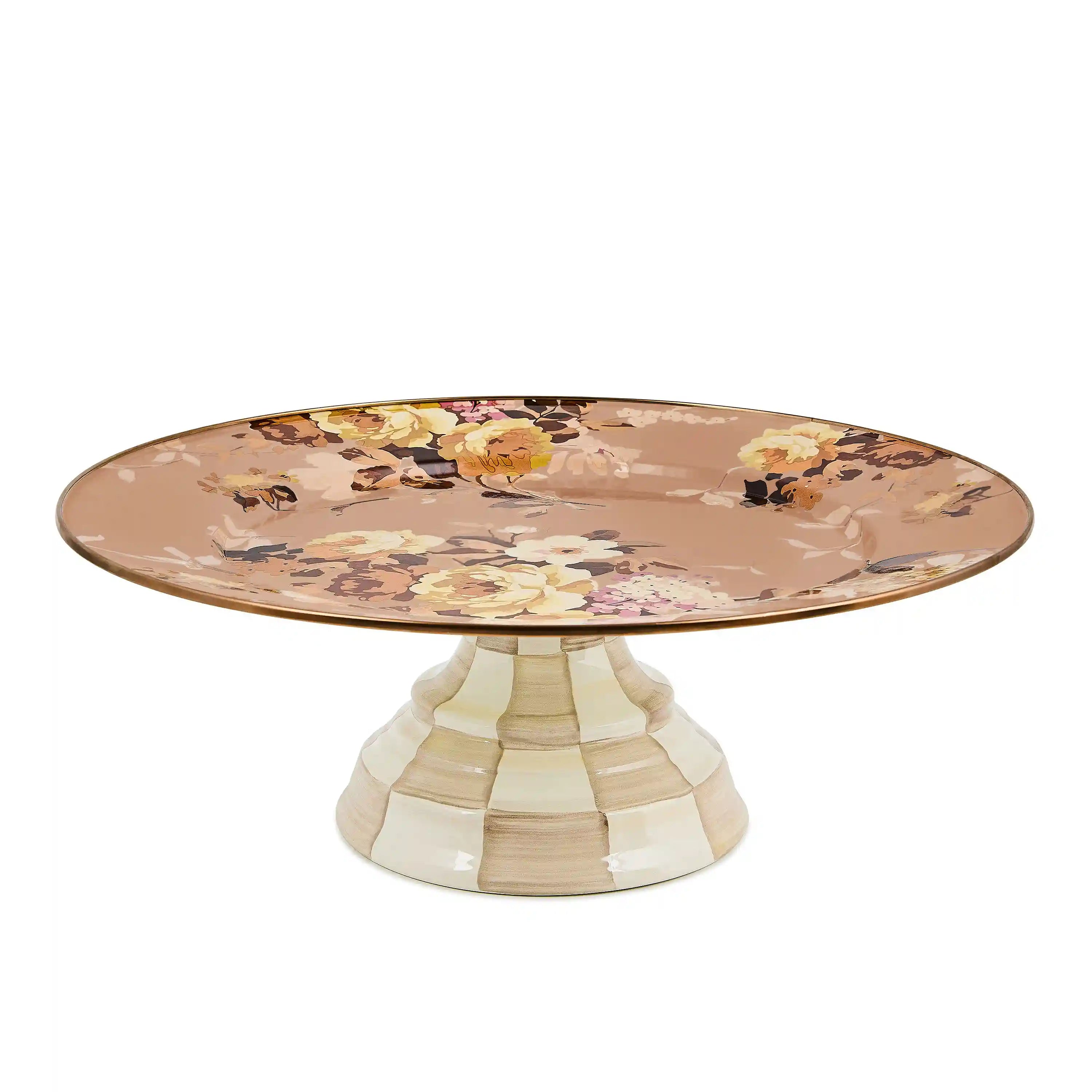 Wild Rose Brown Large Pedestal Platter