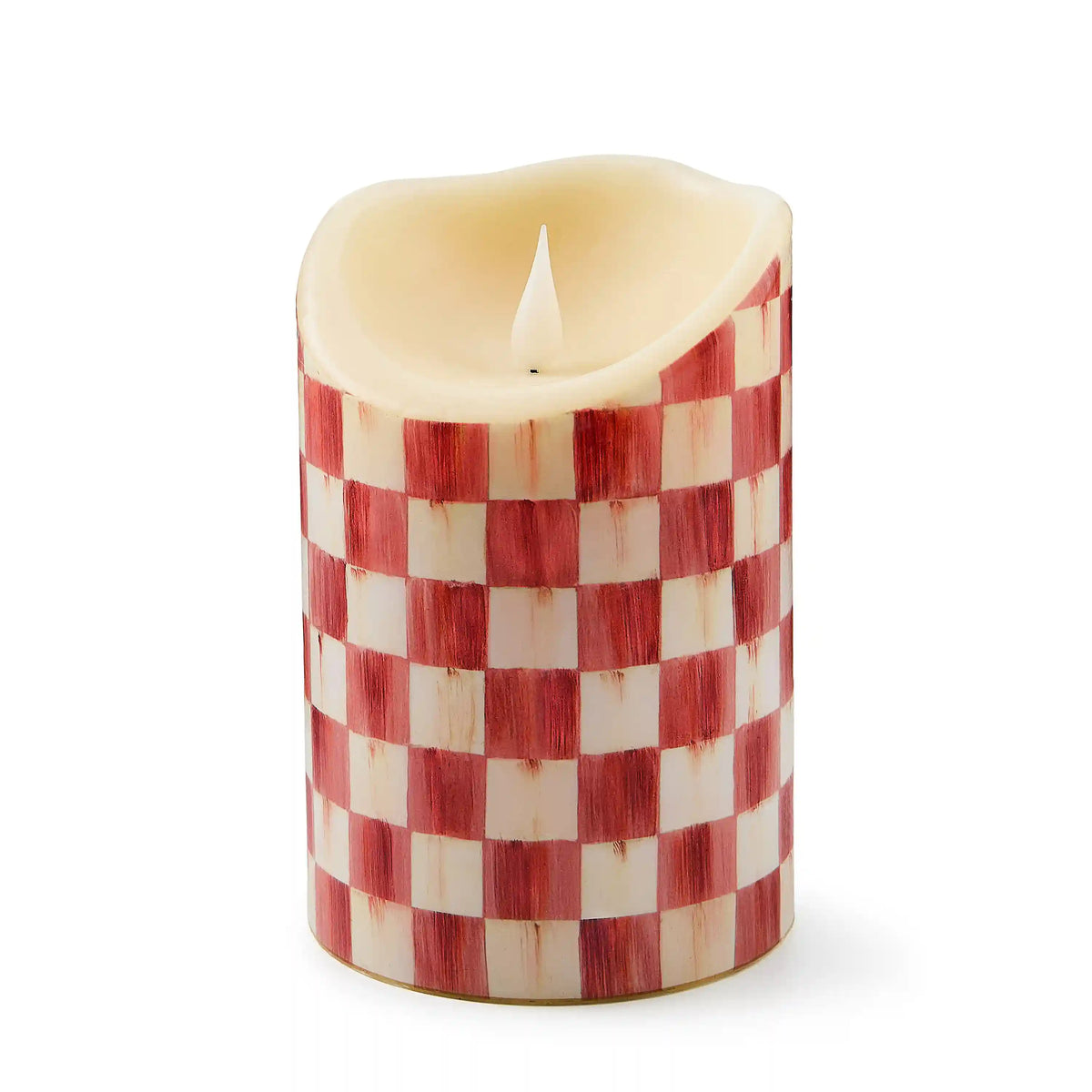 Cherry Check Flameless 5" Pillar Candle