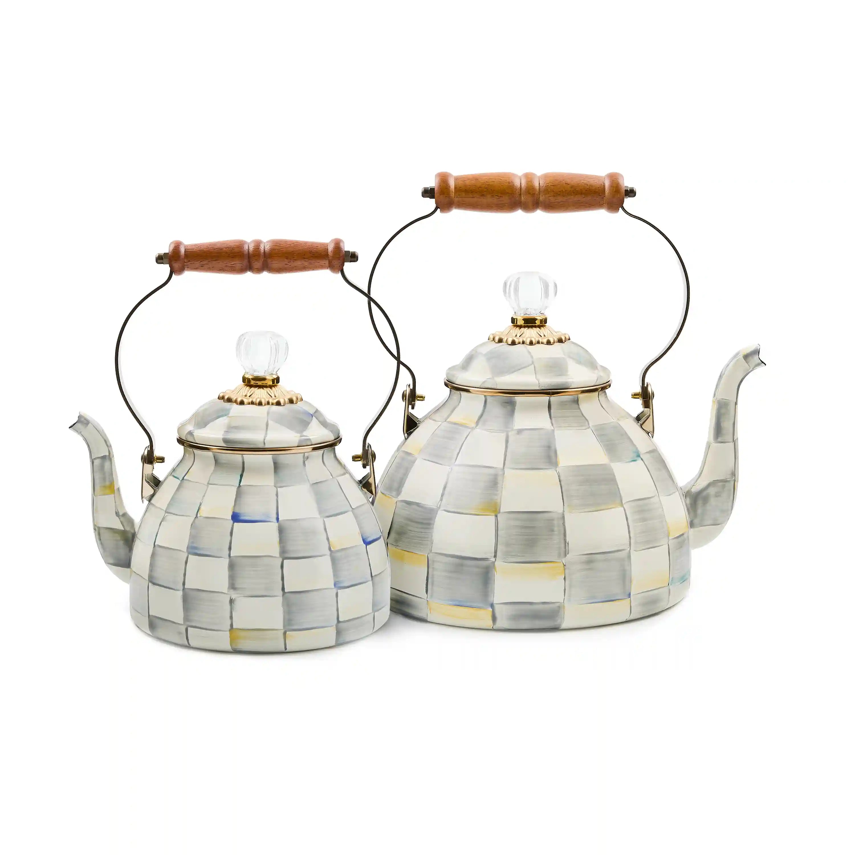 Mocha Check 2 Quart Tea Kettle