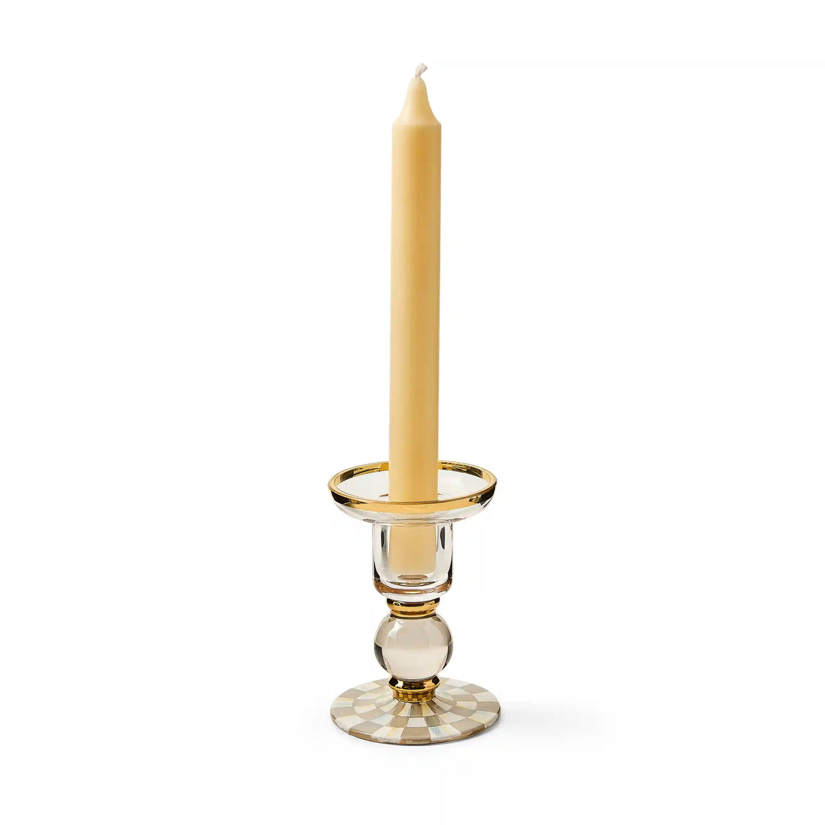 Rosy Check Large Glass Candlestick